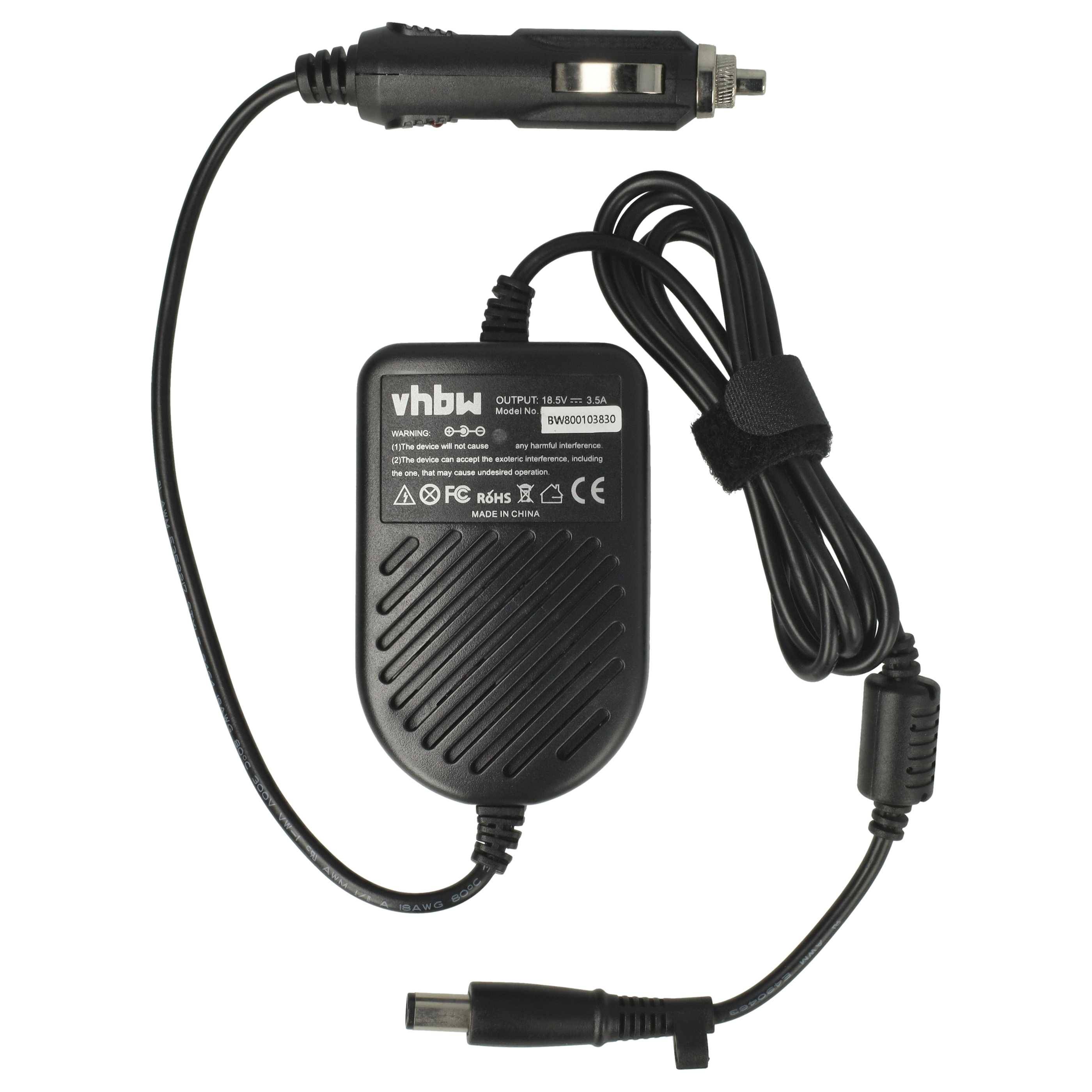 vhbw KFZ-Ladekabel kompatibel mit HP EliteBook 8730w, 8560w, 8740w, 8560p Notebook - 12V Ladegerät Schwarz 3,5 A
