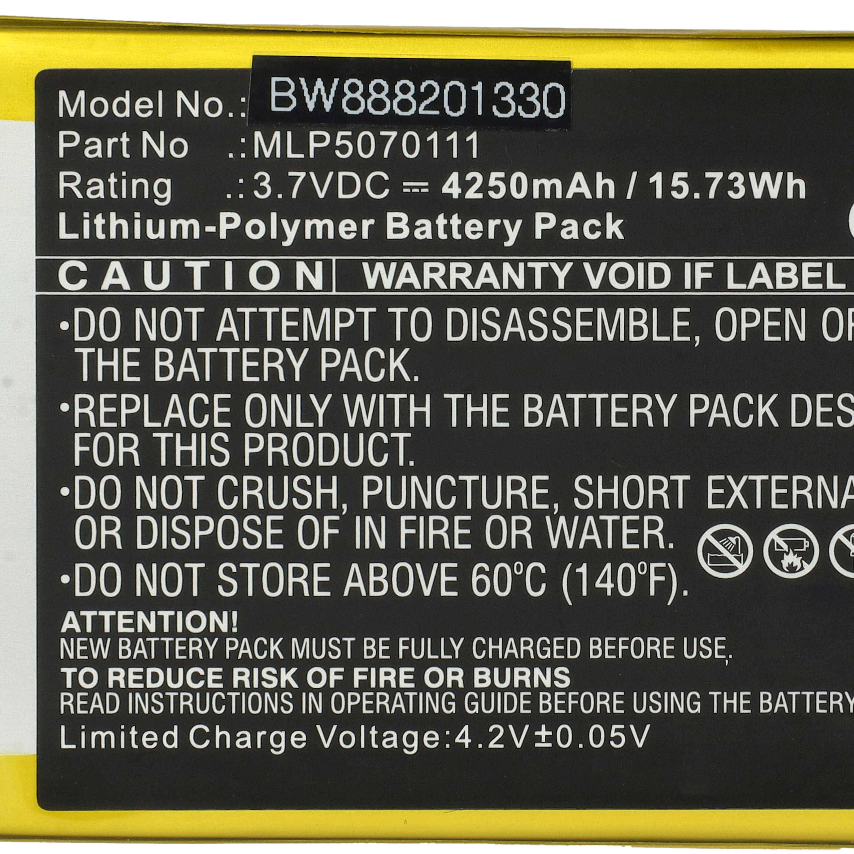 vhbw Akku Ersatz für Autel MLP5070111 | für KFZ-Diagnosegerät (4250 mAh, 3,7 V, Li-Polymer)