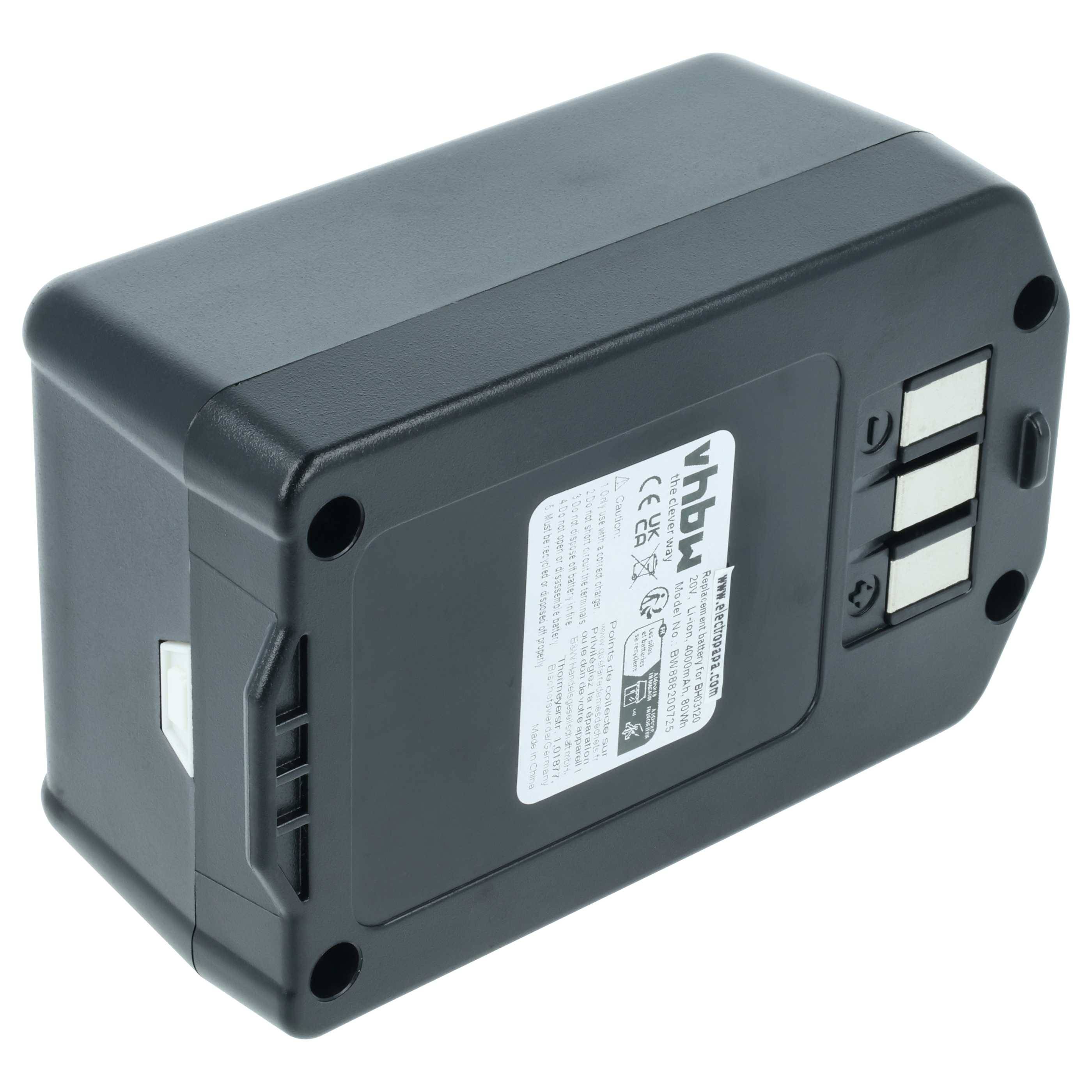 vhbw Akku Ersatz für Hoover BH03120PC, BH03120, BH03100, 440005973, 440005966, 44139 für Staubsauger Blau Grau (4000 mAh, 20 V, Li-Ion)