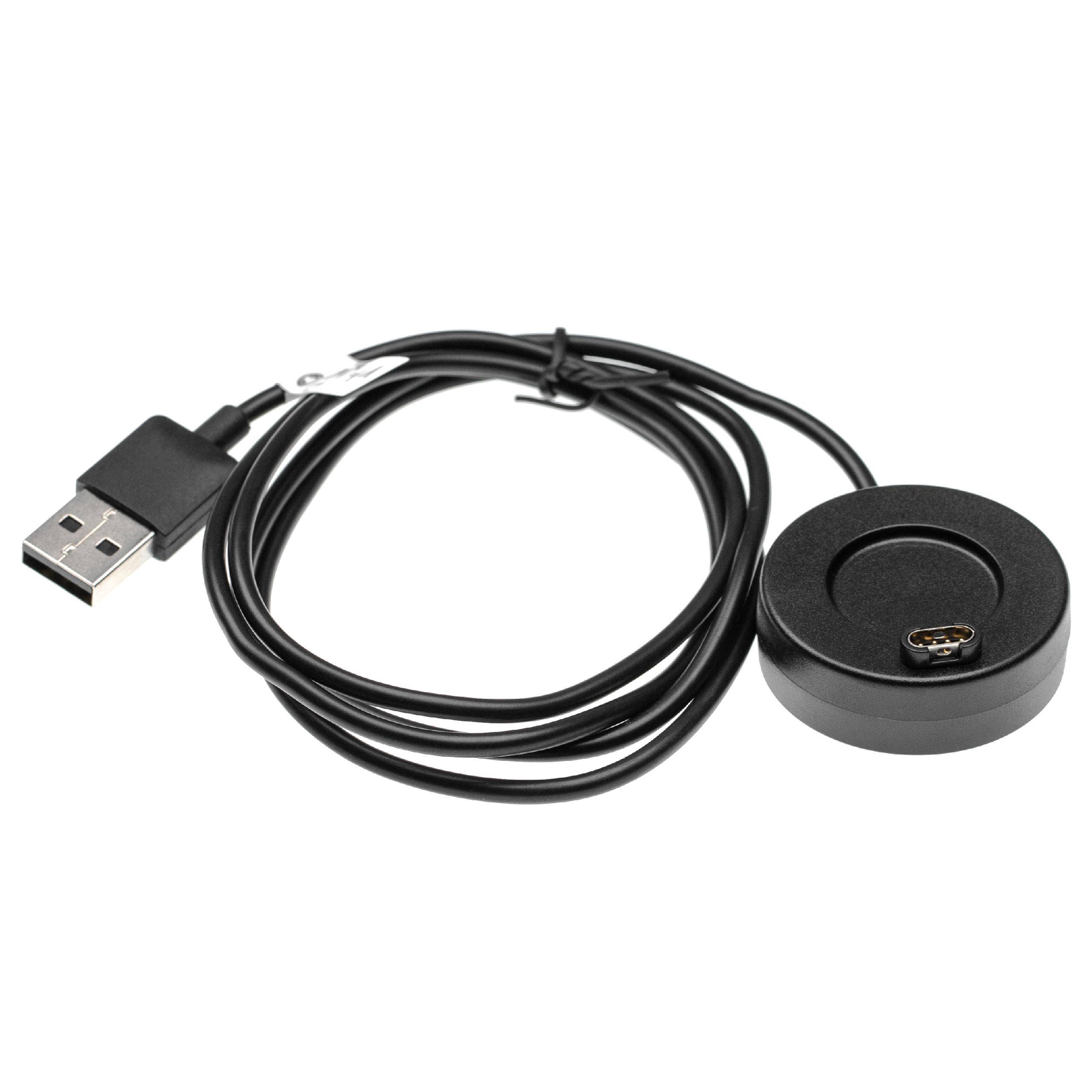 vhbw USB Ladekabel kompatibel mit Garmin D2 Charlie Smartwatch | Ladestation Schwarz, 100 cm