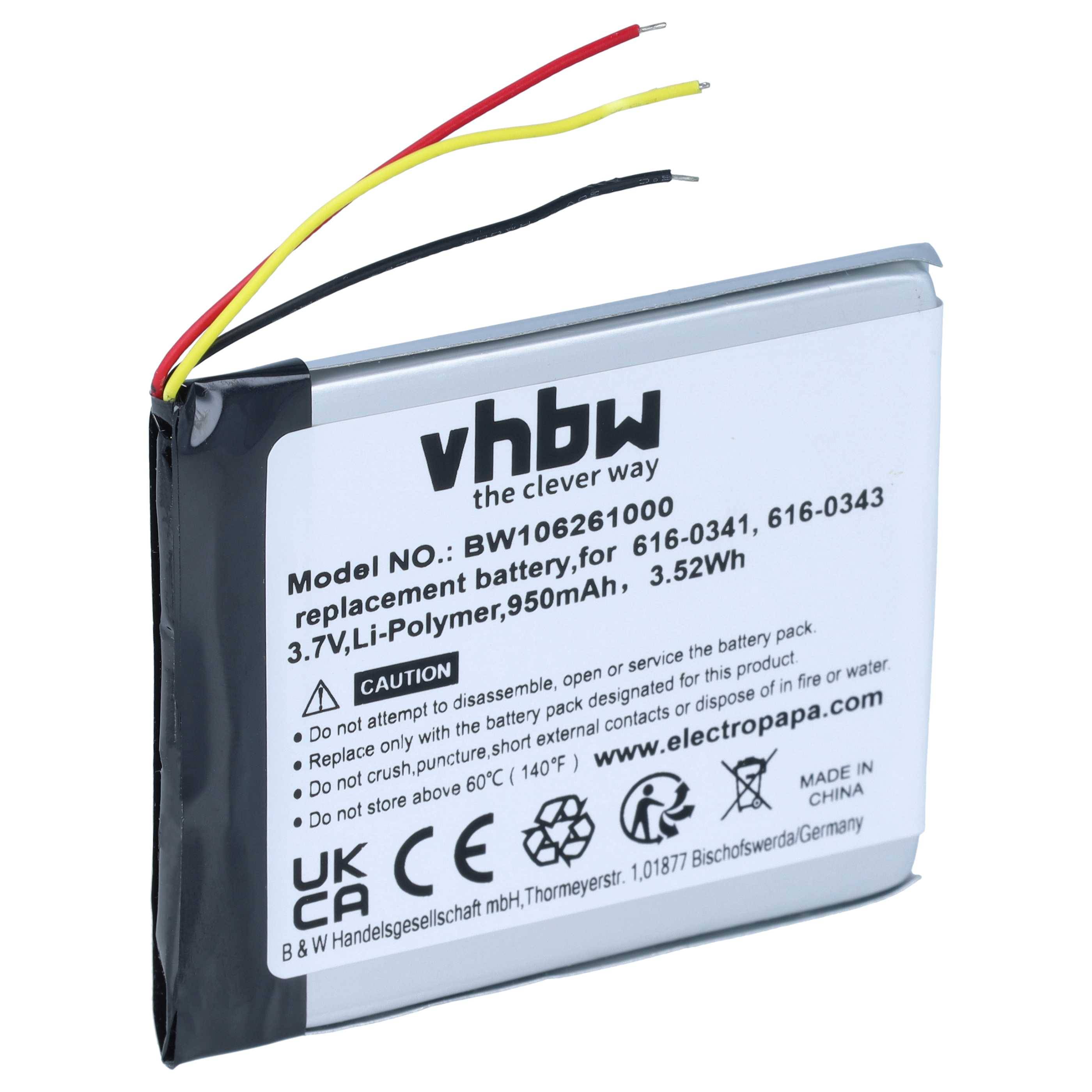 Weißes wiederaufladbares Lithium-Polymer-Akku-Pack mit der Bezeichnung „vhbw