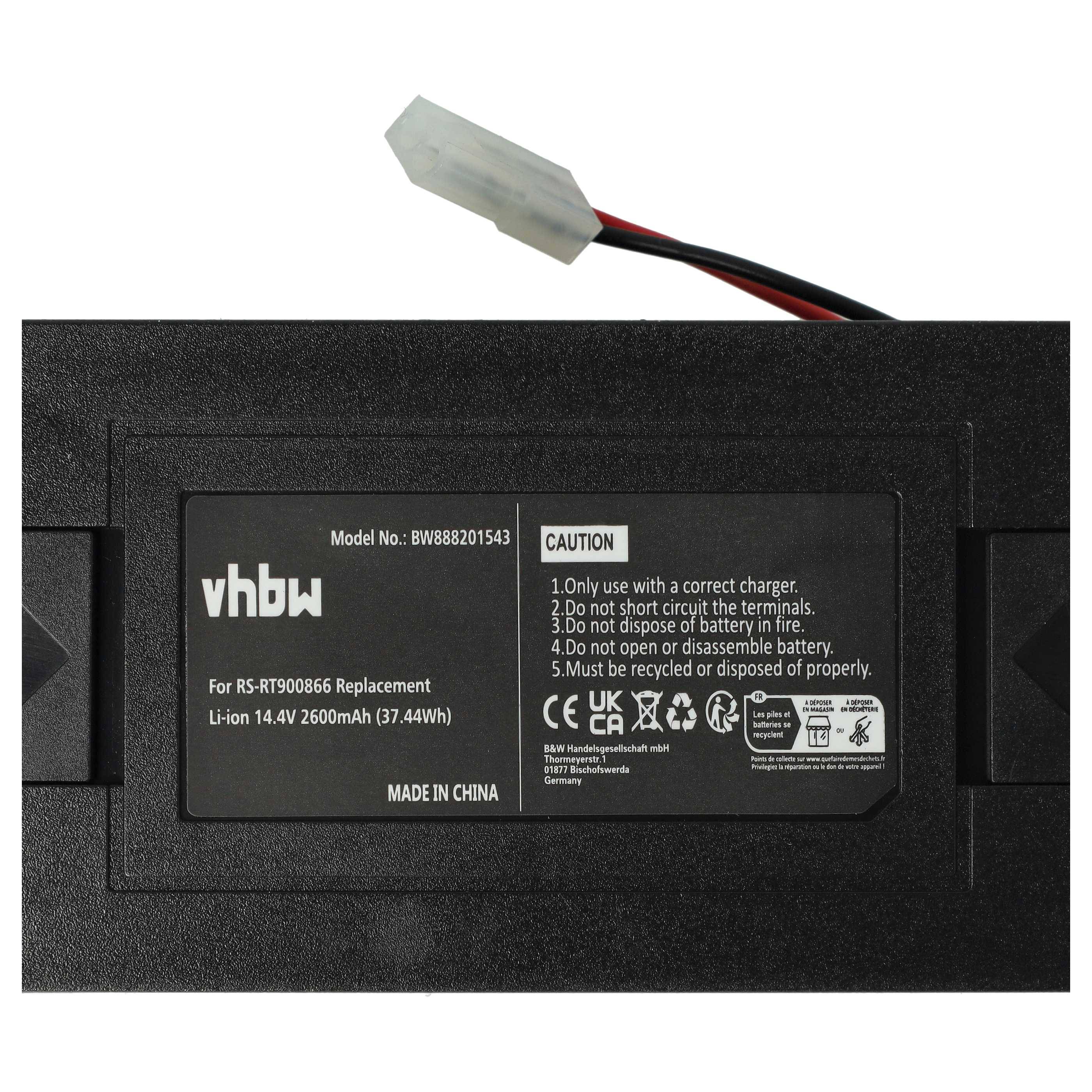 vhbw Akku kompatibel mit Fakir Robert II RS710 Saugroboter Schwarz (2600 mAh, 14,4 V, Li-Ion)