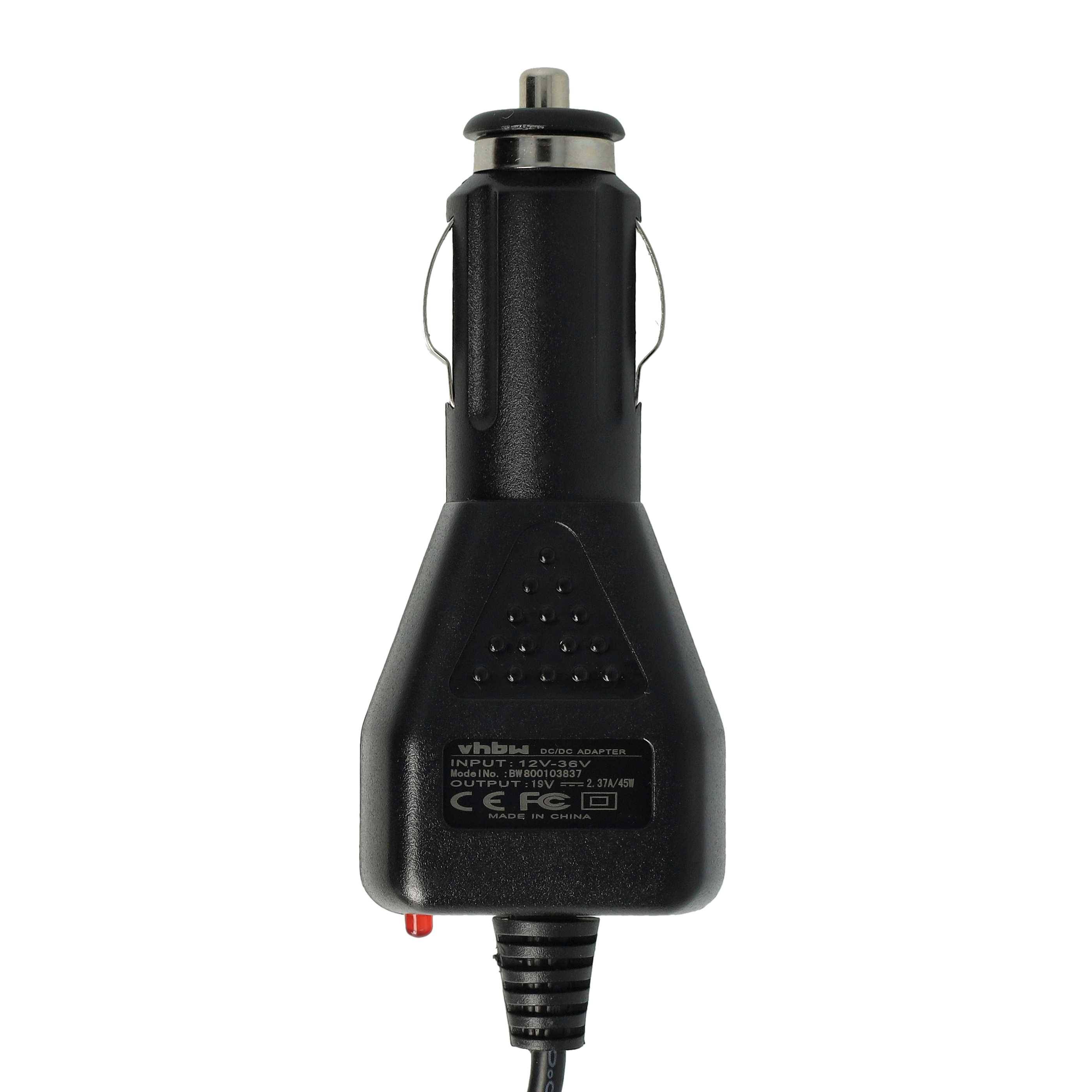 vhbw KFZ-Ladekabel kompatibel mit Samsung XE700T1A-A05, XE700T1A-A05AU, XE700T1A-A05CA Notebook - 12V Ladegerät Schwarz 2.37 A