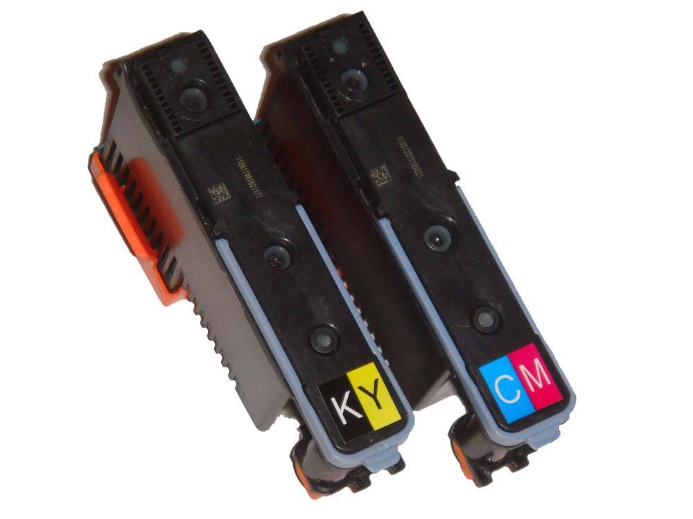 vhbw 2x Druckkopf Ersatz für HP C9381A, C9382A Patrone - black/cyan/magenta/yellow