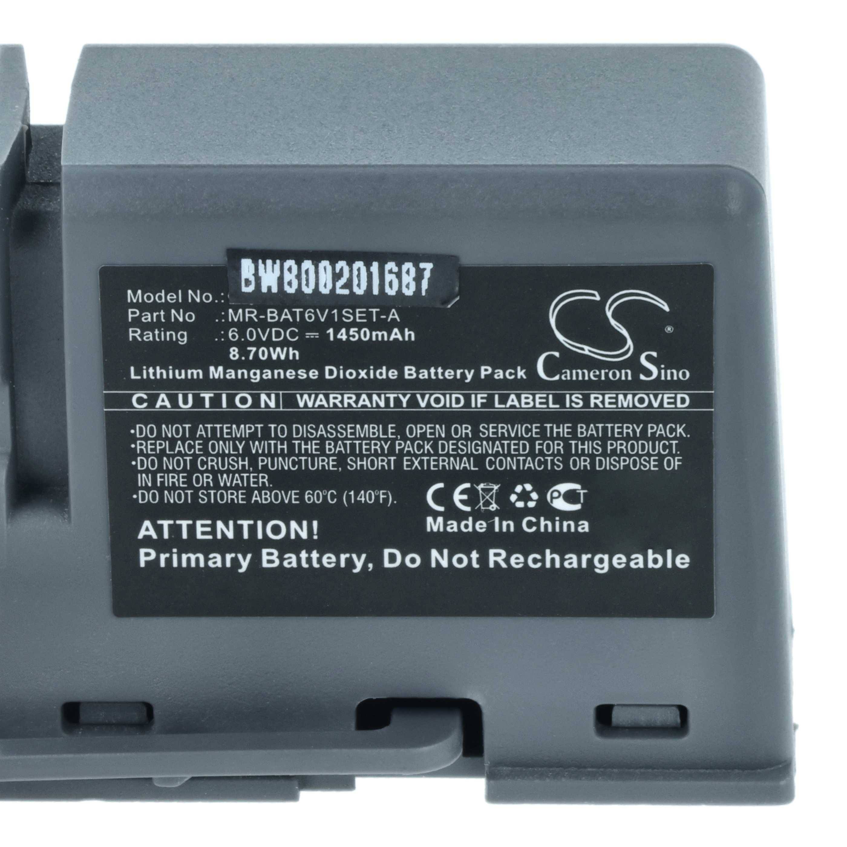 Das Bild zeigt eine Lithium-Mangandioxide-Batterie mit der Modellnummer BW800201687, 7,6V, 1450mAh von Cameron Sino.