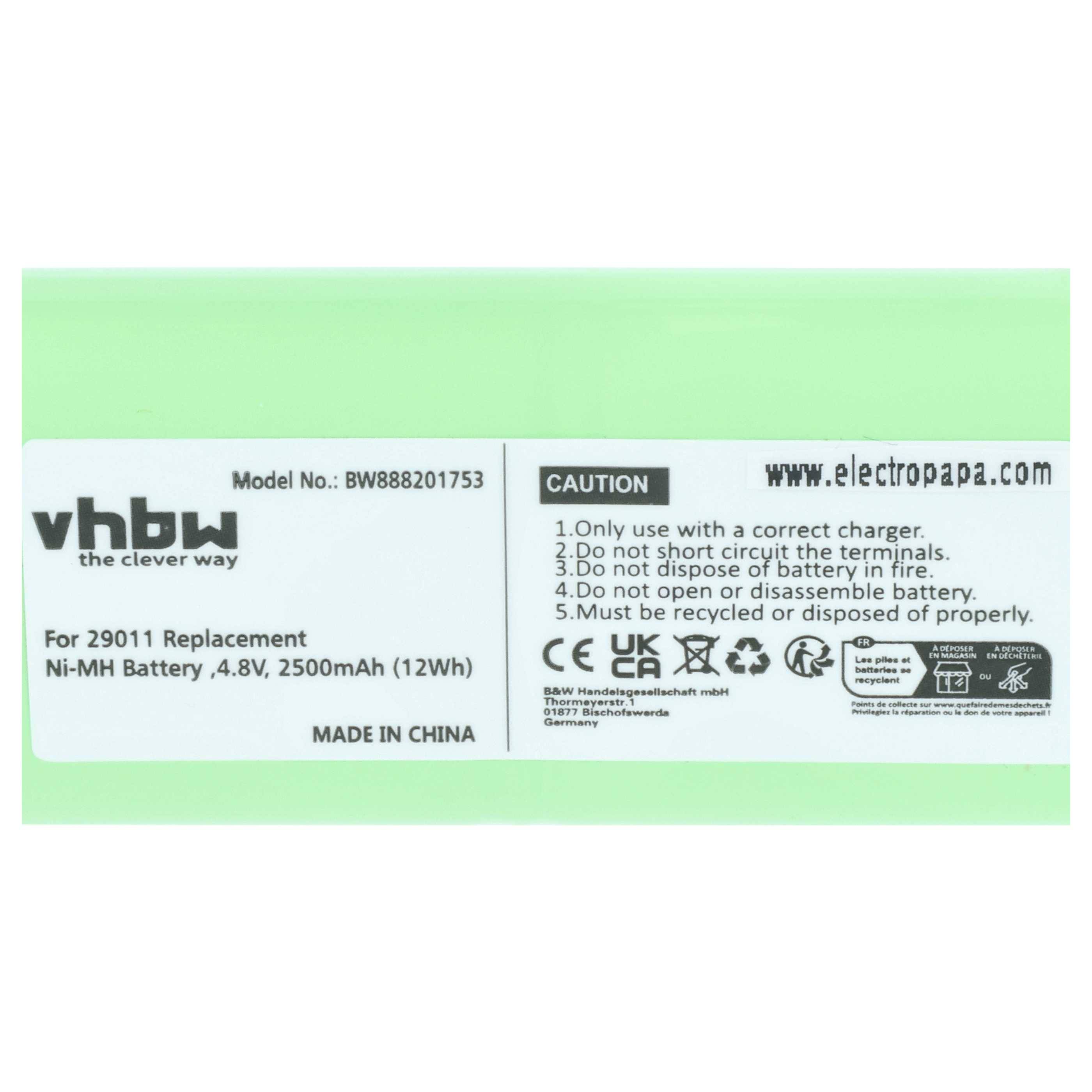 vhbw Akku Ersatz für Hazet 29011 | für Taschenlampe Kopflampe (2500mAh, 4,8V, NiMH)