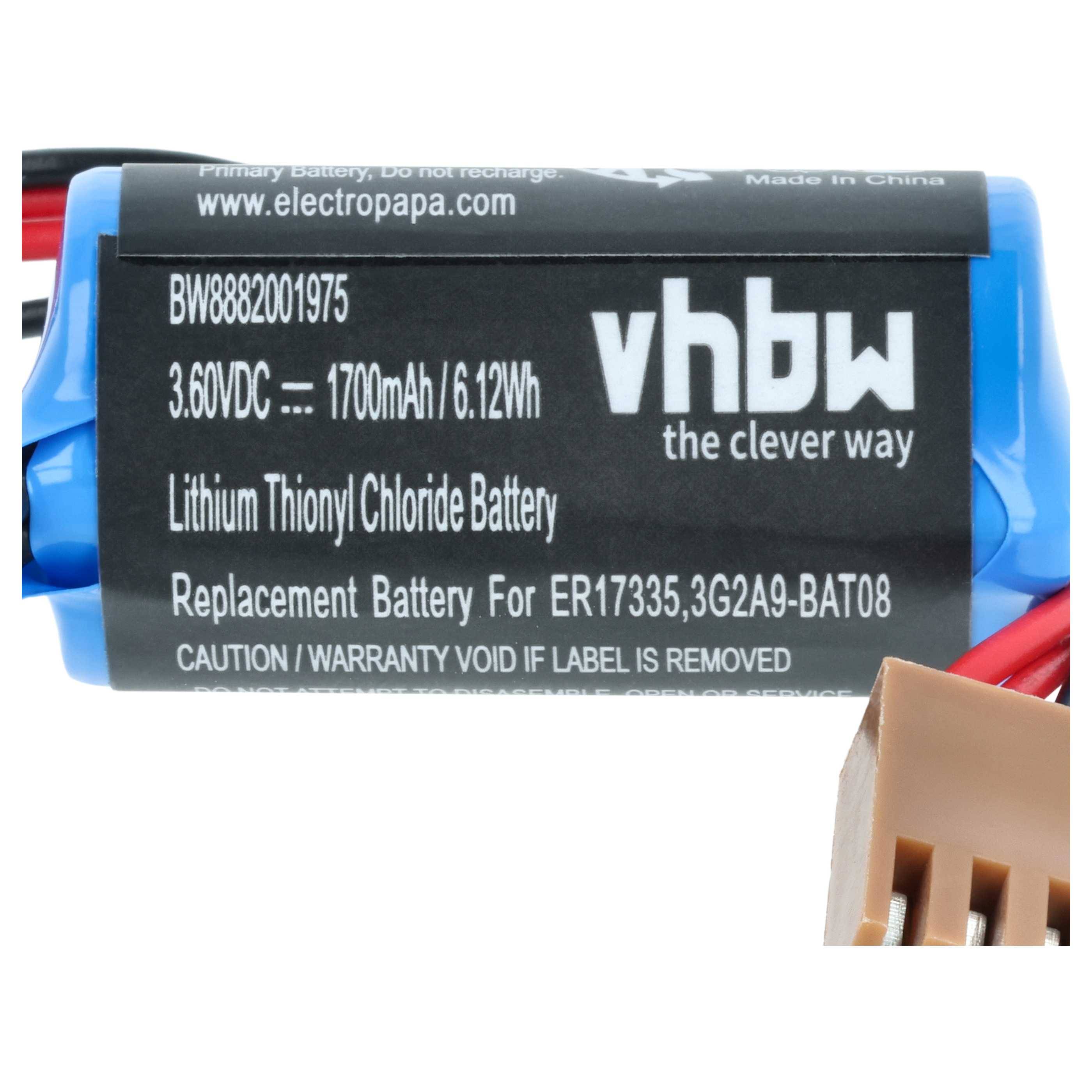 vhbw 2x Batterie kompatibel mit Omron C60P, C60K, CQM1, C60PF, CV1M, CV1000, CV500 PLC Programmable Logic Controller (1700 mAh, 3,6 V, Li-SOCl2)