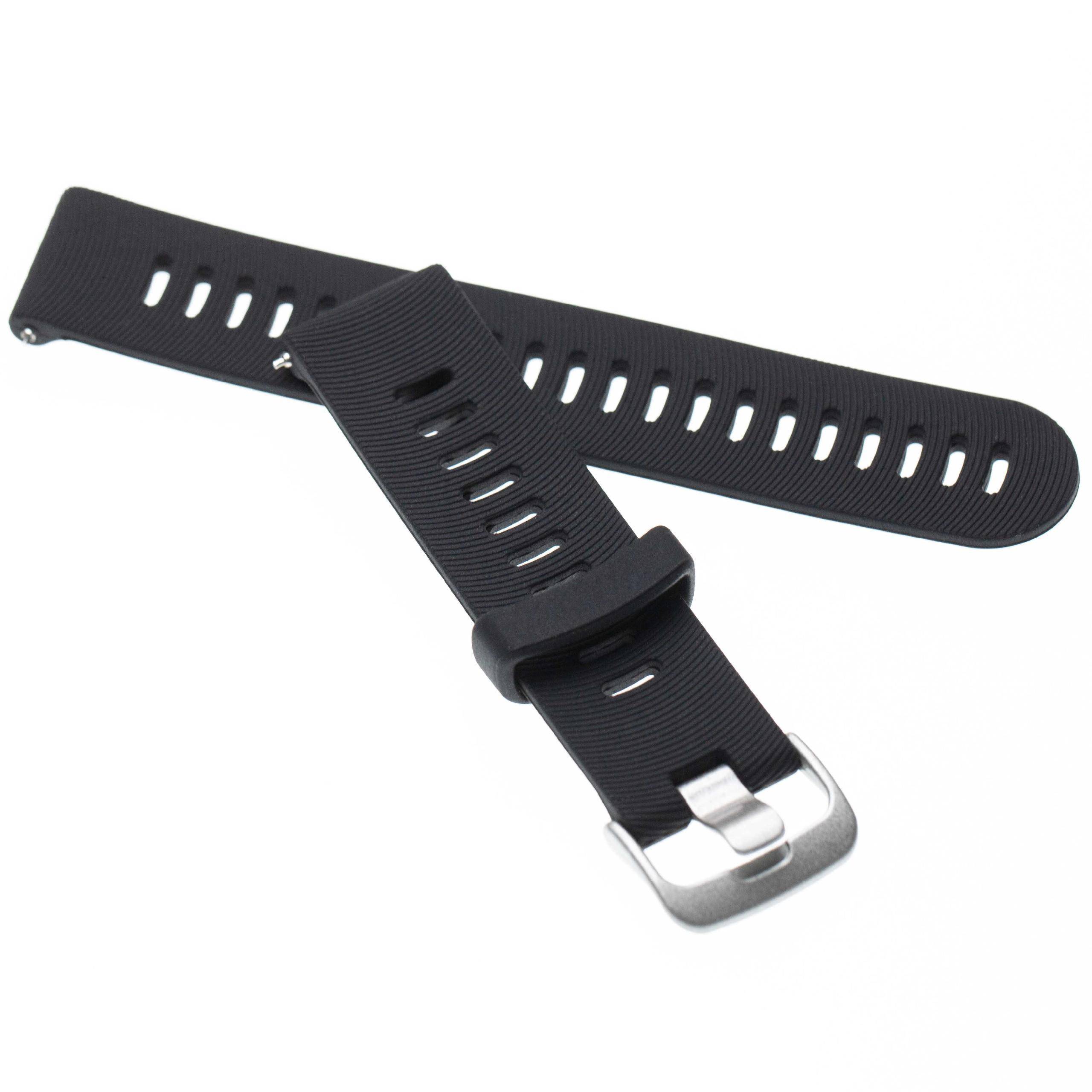 vhbw Ersatz Armband kompatibel mit Garmin Forerunner 245 Music, 245 Fitnessuhr, Smartwatch - 11 + 8,5 cm geriffelt Silikon schwarz