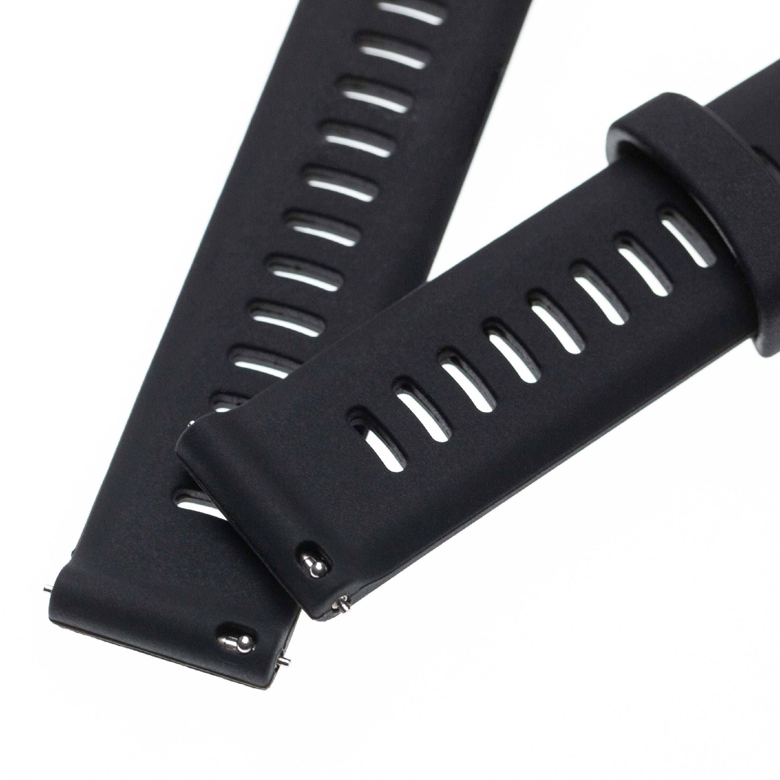 vhbw Ersatz Armband kompatibel mit Garmin Forerunner 245 Music, 245 Fitnessuhr, Smartwatch - 11 + 8,5 cm geriffelt Silikon schwarz