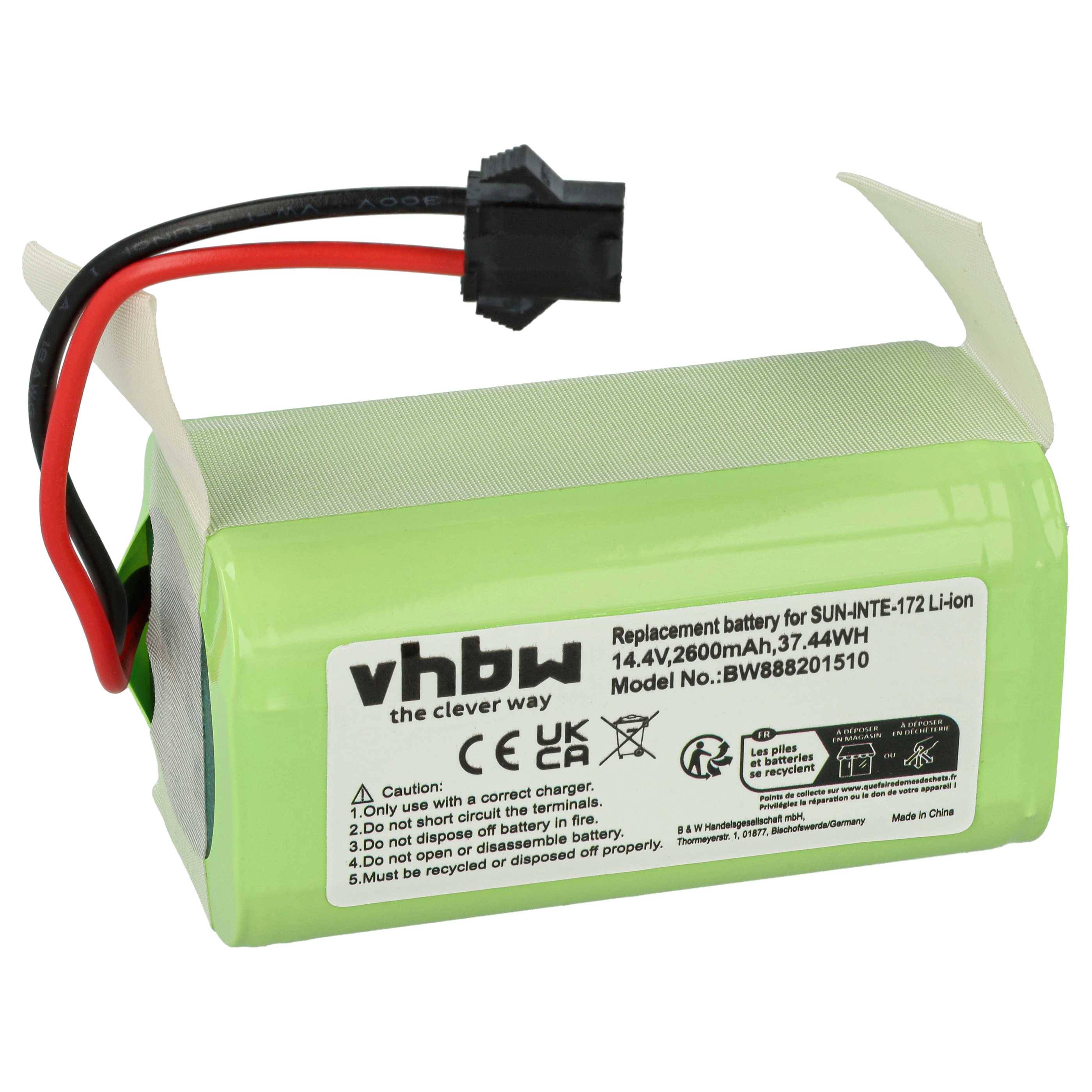 vhbw 1x Akku kompatibel mit Genio Deluxe 500 Saugroboter (2600 mAh, 14,8 V, Li-Ion)