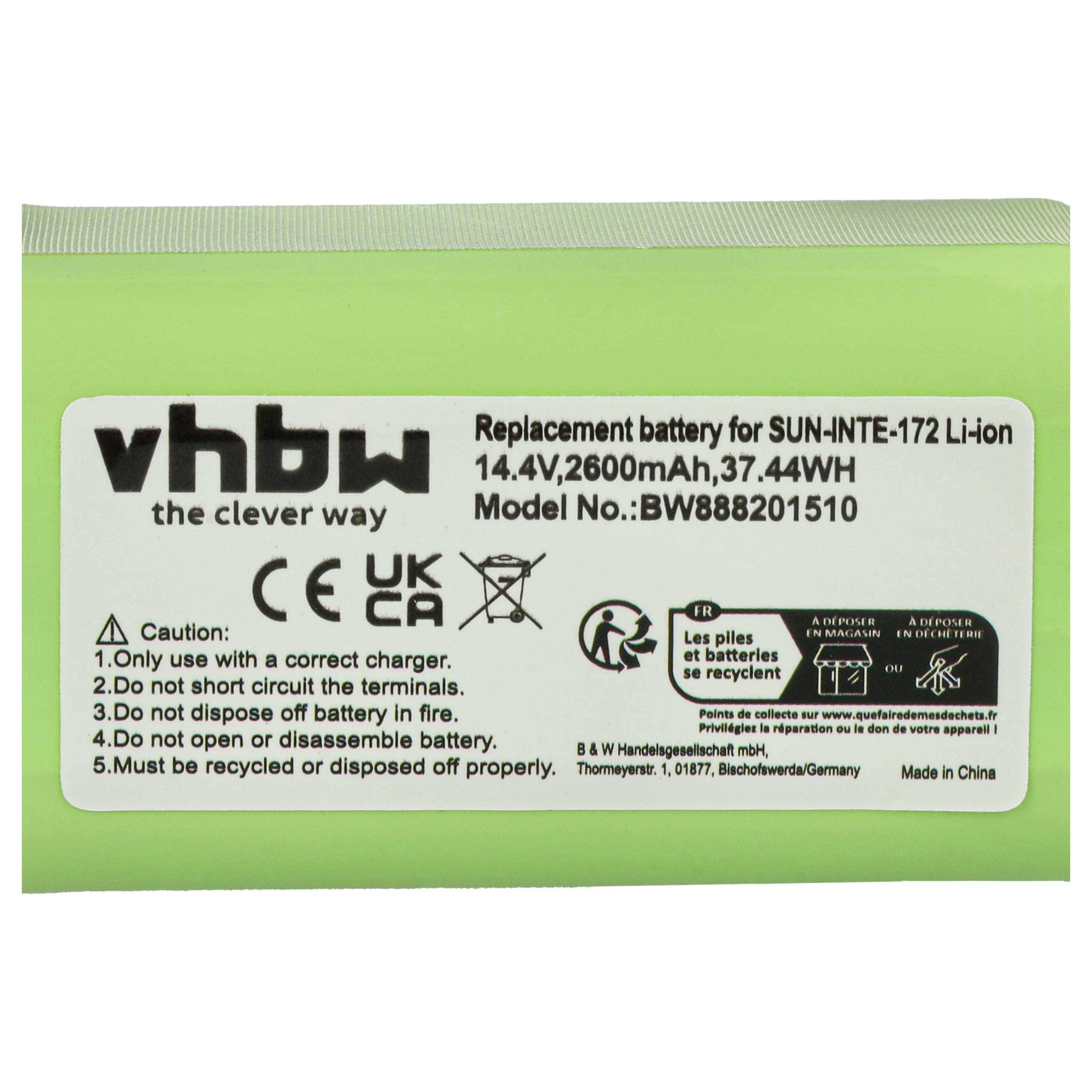 vhbw 1x Akku kompatibel mit Ecovacs Deebot DN622, D605, D601 Saugroboter (2600 mAh, 14,8 V, Li-Ion)