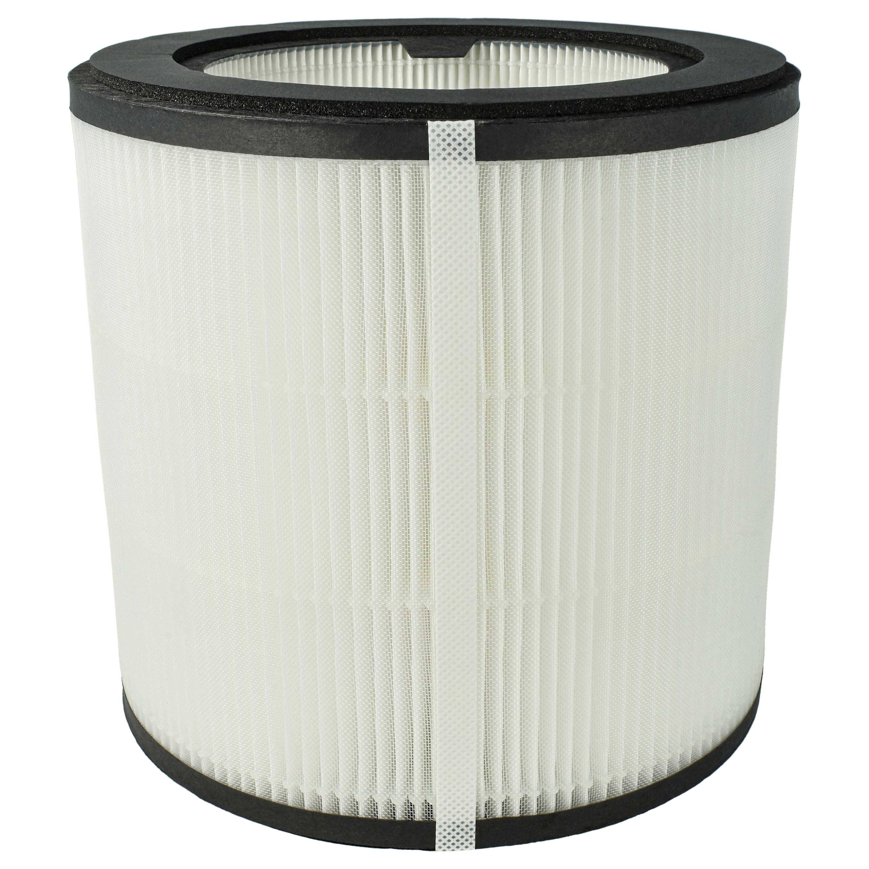 HEPA-Luftfilter mit weißer gefalteter Oberfläche und schwarzen runden Rahmen oben und unten, entwickelt zum Auffangen von Schwebeteilchen in der Luft.