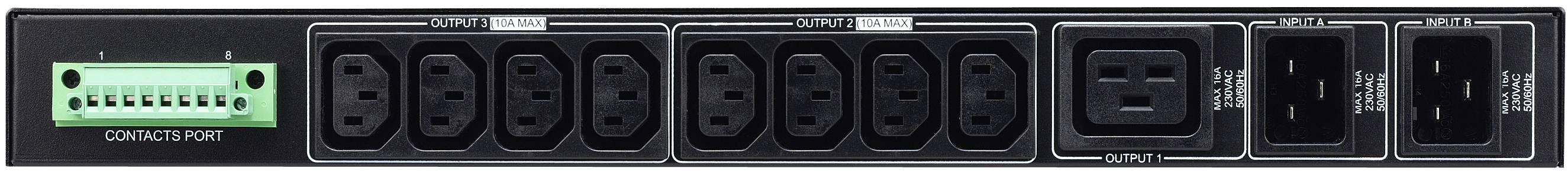 PowerWalker ATS - Redundant switch (Rack - einbaufähig) - Wechselstrom 220/230/240 V - RS-232, USB - Ausgangsanschlüsse: 9 - 1U - 48.3 cm (19")