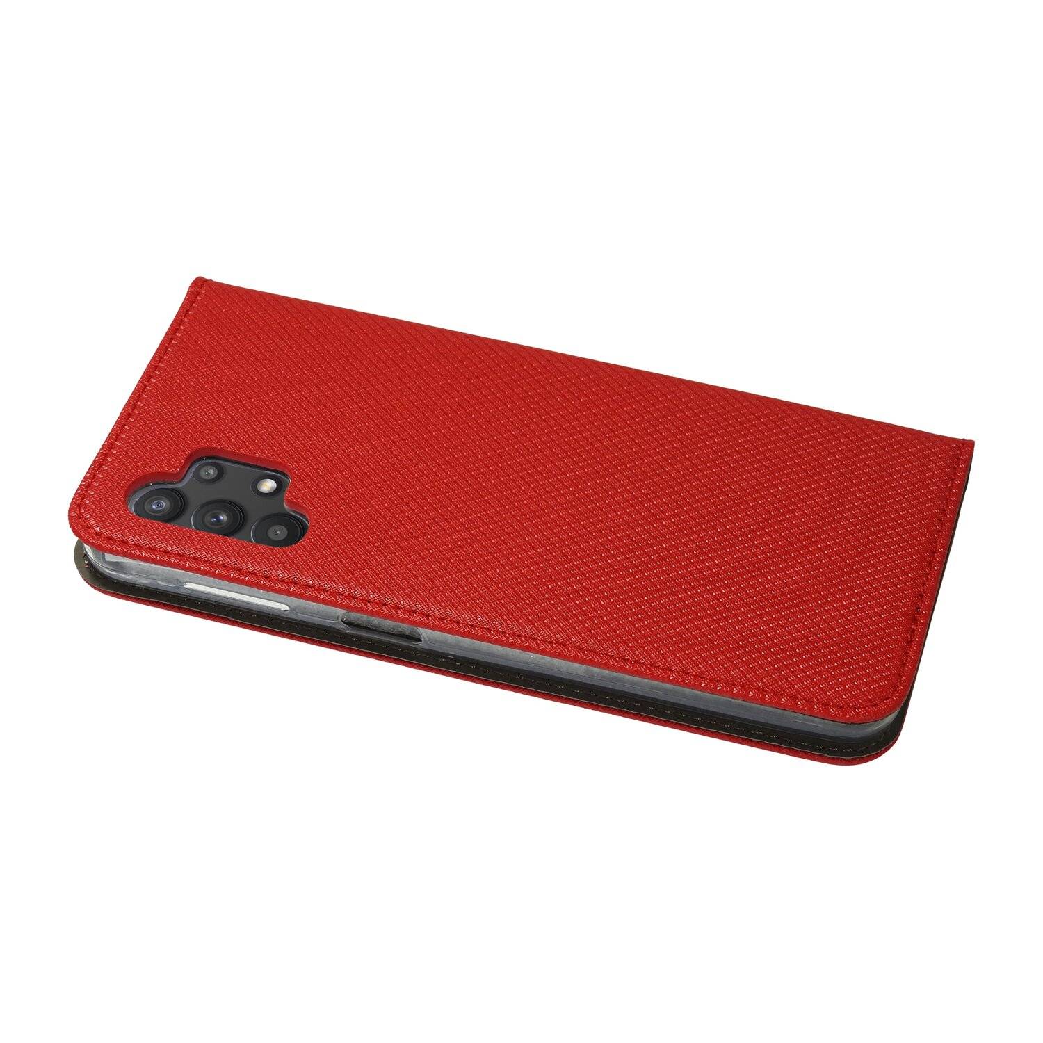 Buch Tasche "Smart" kompatibel mit SAMSUNG GALAXY A32 ( A325F ) 4G Handy Hülle mit Standfunktion, Kartenfach Rot