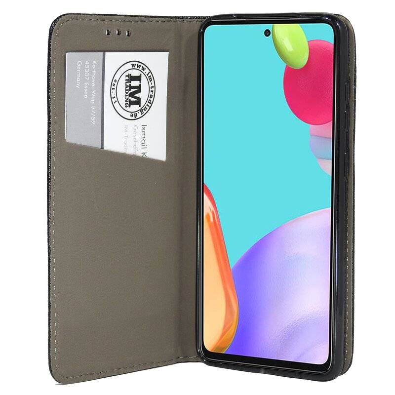 Buch Tasche "Smart" für SAMSUNG GALAXY A52 ( A525F ) Handy Hülle Etui Schutzhülle mit Standfunktion, Kartenfach Schwarz