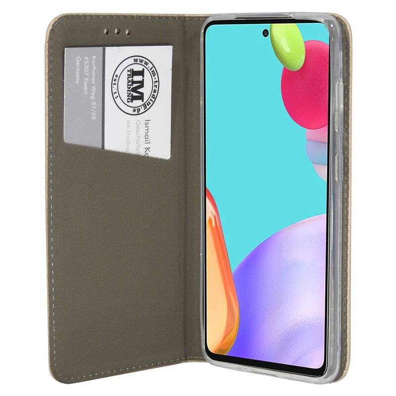 Buch Tasche "Smart" für SAMSUNG GALAXY A52 ( A525F ) Handy Hülle Etui Schutzhülle mit Standfunktion, Kartenfach Gold