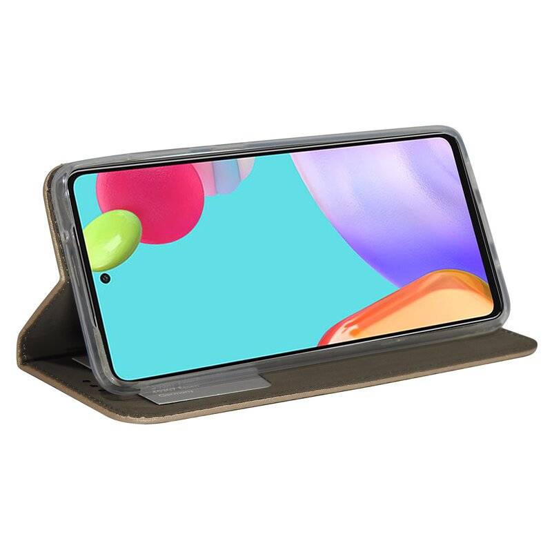 Buch Tasche "Smart" für SAMSUNG GALAXY A52 ( A525F ) Handy Hülle Etui Schutzhülle mit Standfunktion, Kartenfach Gold