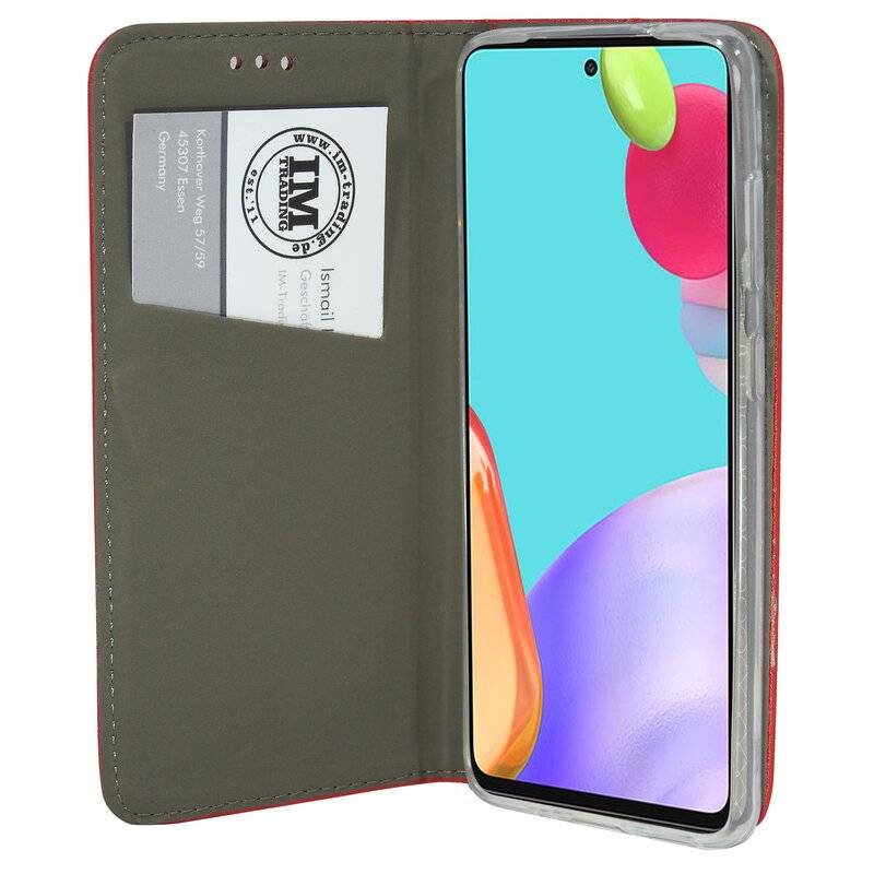 Buch Tasche "Smart" für SAMSUNG GALAXY A52 ( A525F ) Handy Hülle Etui Schutzhülle mit Standfunktion, Kartenfach Rot