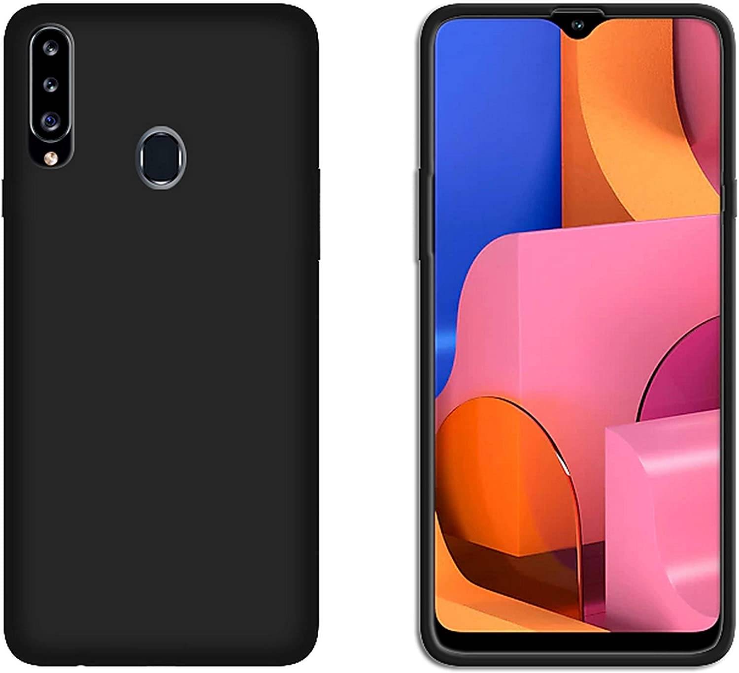 cofi1453® Silikon Hülle Basic kompatibel mit SAMSUNG GALAXY A20S ( A207F ) Case TPU Soft Handy Cover Schutz Schwarz