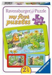 Kleine Gartentiere. Rahmenpuzzle 3 x 6 Teile Rahmenpuzzle, 3 x 6 Teile, Maße: 21 x 15 cm, ab 30 Monate, my first puzzles