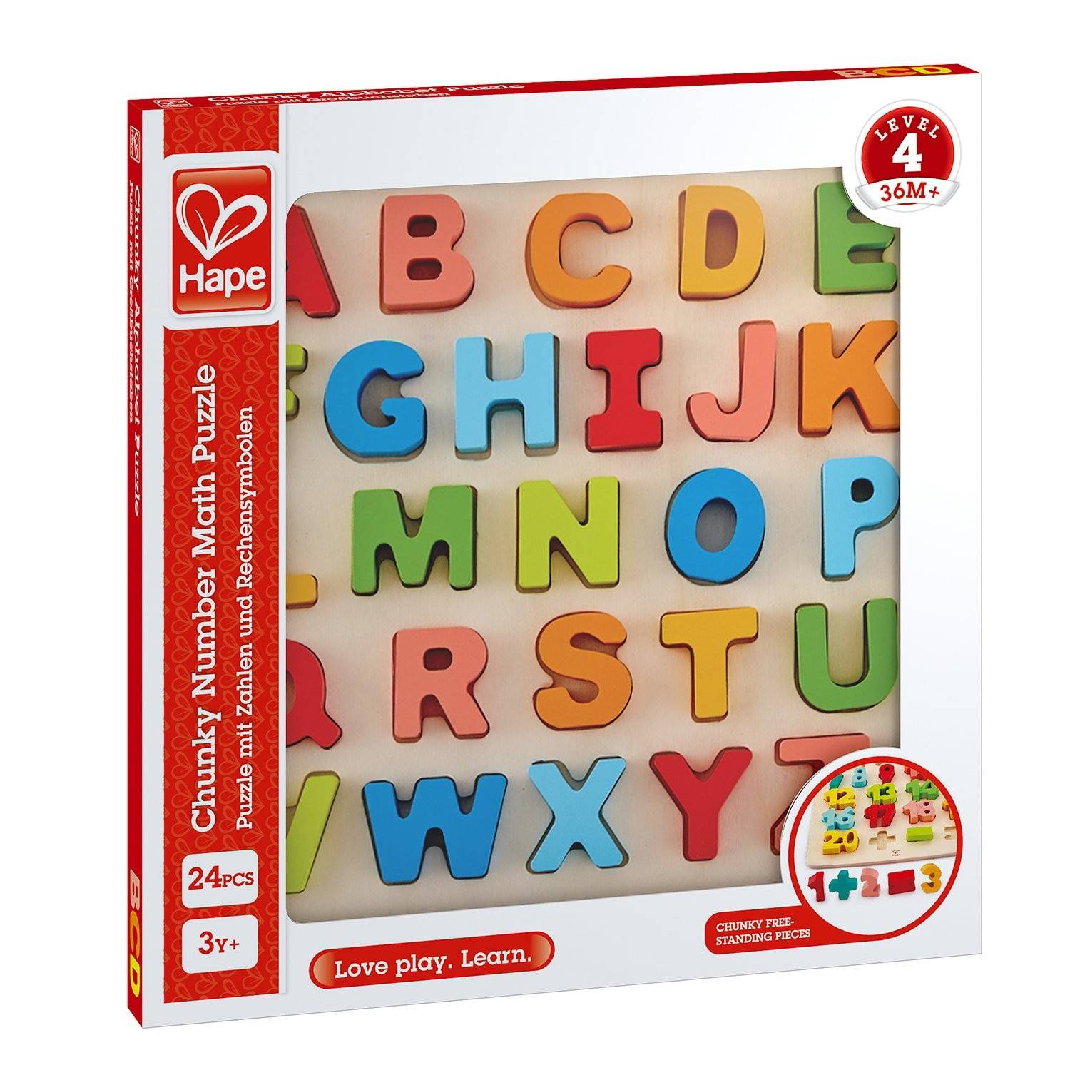 Hape E1551 - Puzzle mit Großbuchstaben, Steckpuzzle, Lernspielzeug, Holz