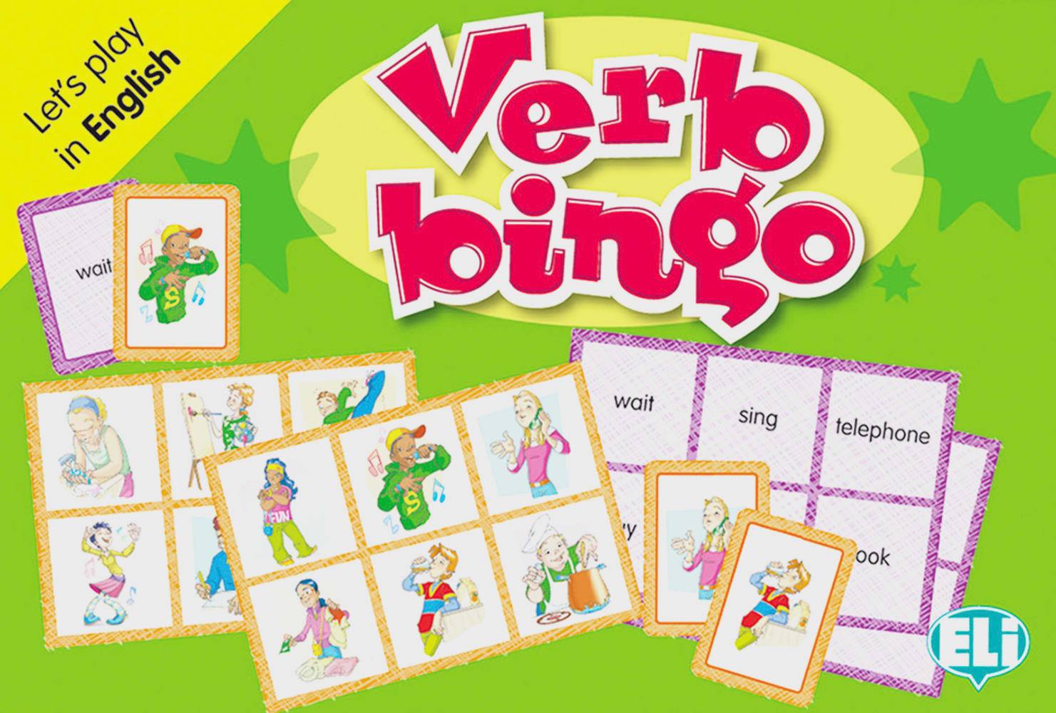 Verb Bingo (Spiel) 66 Karten, 36 Spielbretter, Lehrerhandreichung