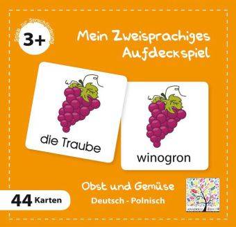 Mein Zweisprachiges Aufdeckspiel, Obst und Gemüse, Polnisch (Kinderspiel) Deutsch-Polnisch, Mein Zweisprachiges Aufdeckspiel, 44 Karten, Spiele zur
