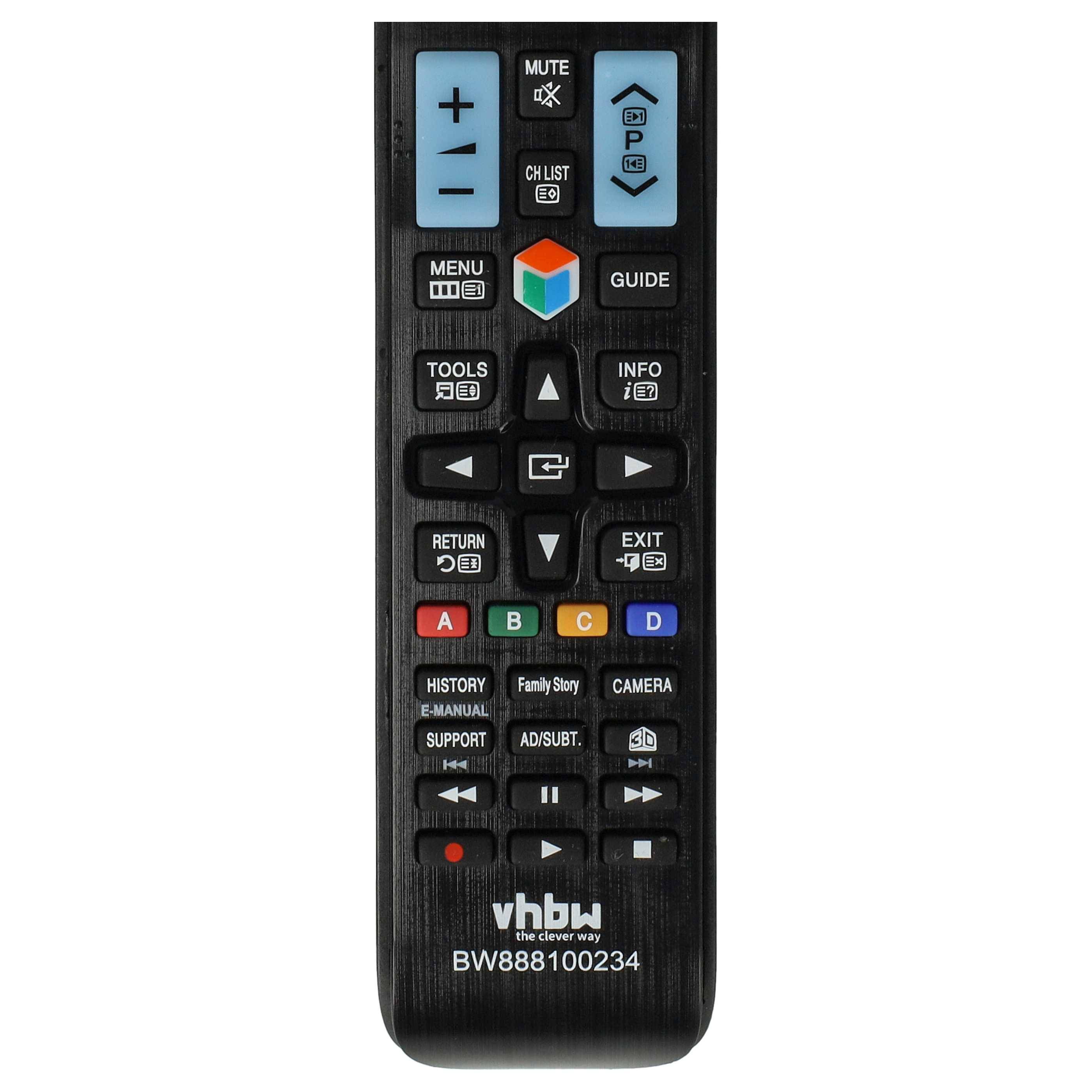 vhbw Fernbedienung kompatibel mit Samsung UE50F5570, UE55F6345, UE60F6370, UE46F5500, UE46F5570, UE46F6320, UE46F6345 - Ersatzfernbedienung