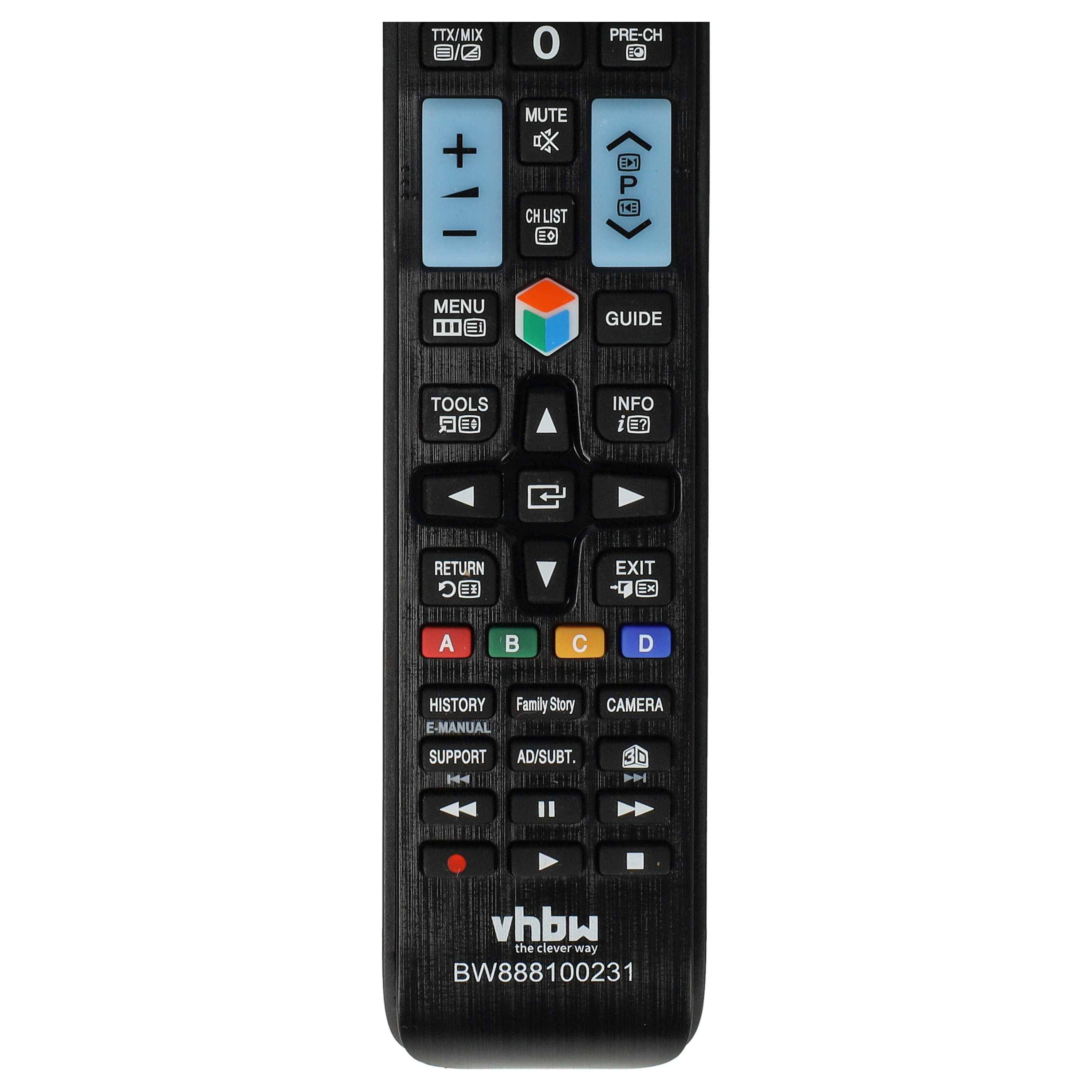 vhbw Fernbedienung kompatibel mit Samsung UE40ES6300, UE37ES6307, UE40ES6100, UE40ES6140, UE40ES6200 Fernseher, TV - Ersatzfernbedienung