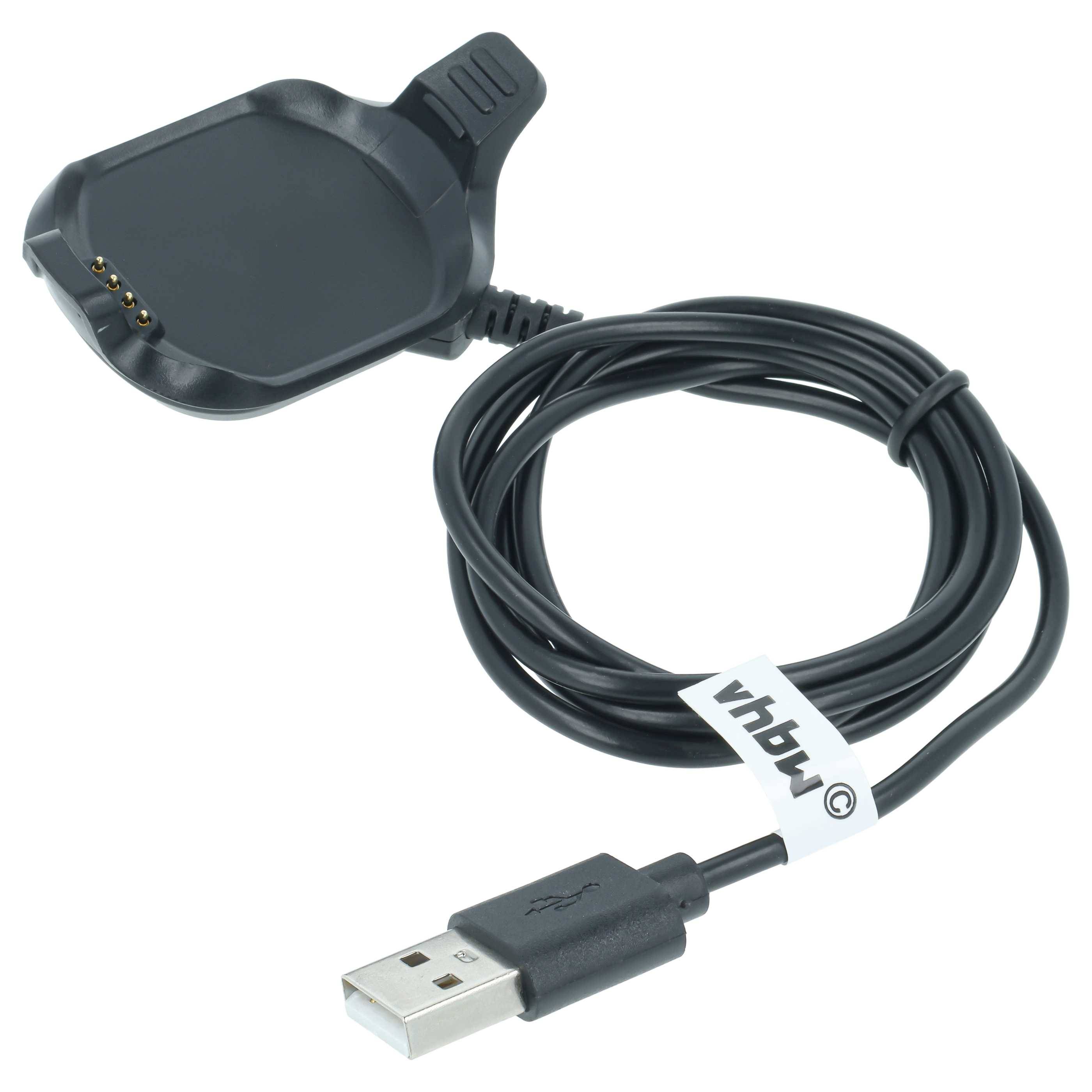 vhbw USB Ladekabel kompatibel mit Garmin Approach S5 | S6 Smartwatch Fitnesstracker - Dockingstation Schwarz, 95 cm