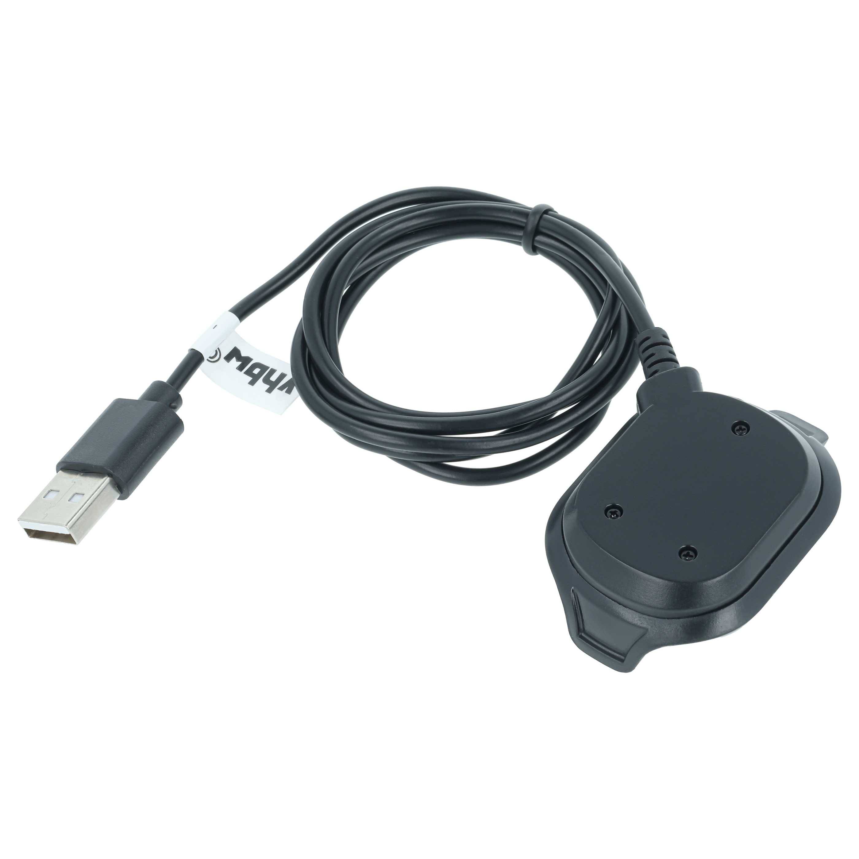 vhbw USB Ladekabel kompatibel mit Garmin Approach S5 | S6 Smartwatch Fitnesstracker - Dockingstation Schwarz, 95 cm