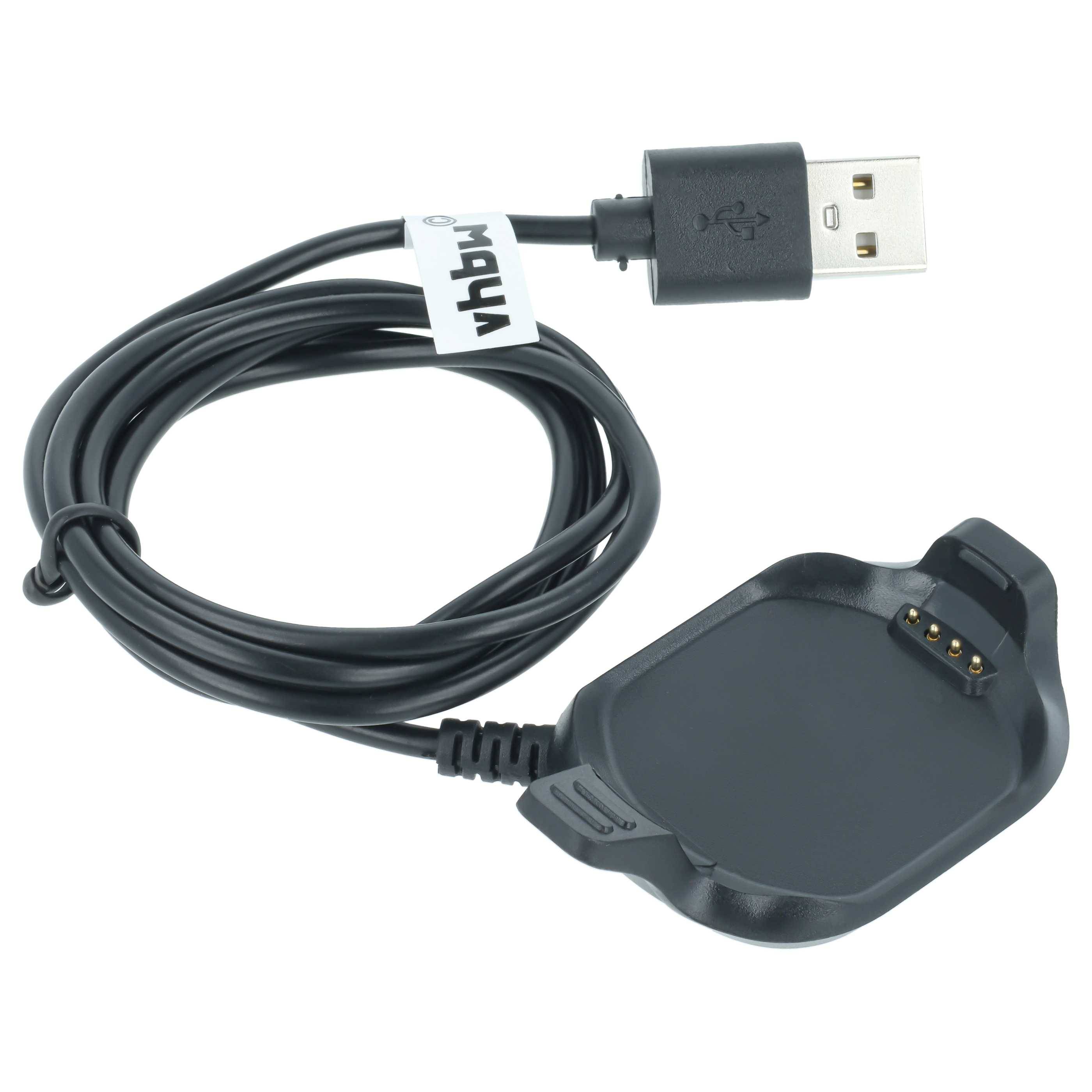 vhbw USB Ladekabel kompatibel mit Garmin Approach S5 | S6 Smartwatch Fitnesstracker - Dockingstation Schwarz, 95 cm