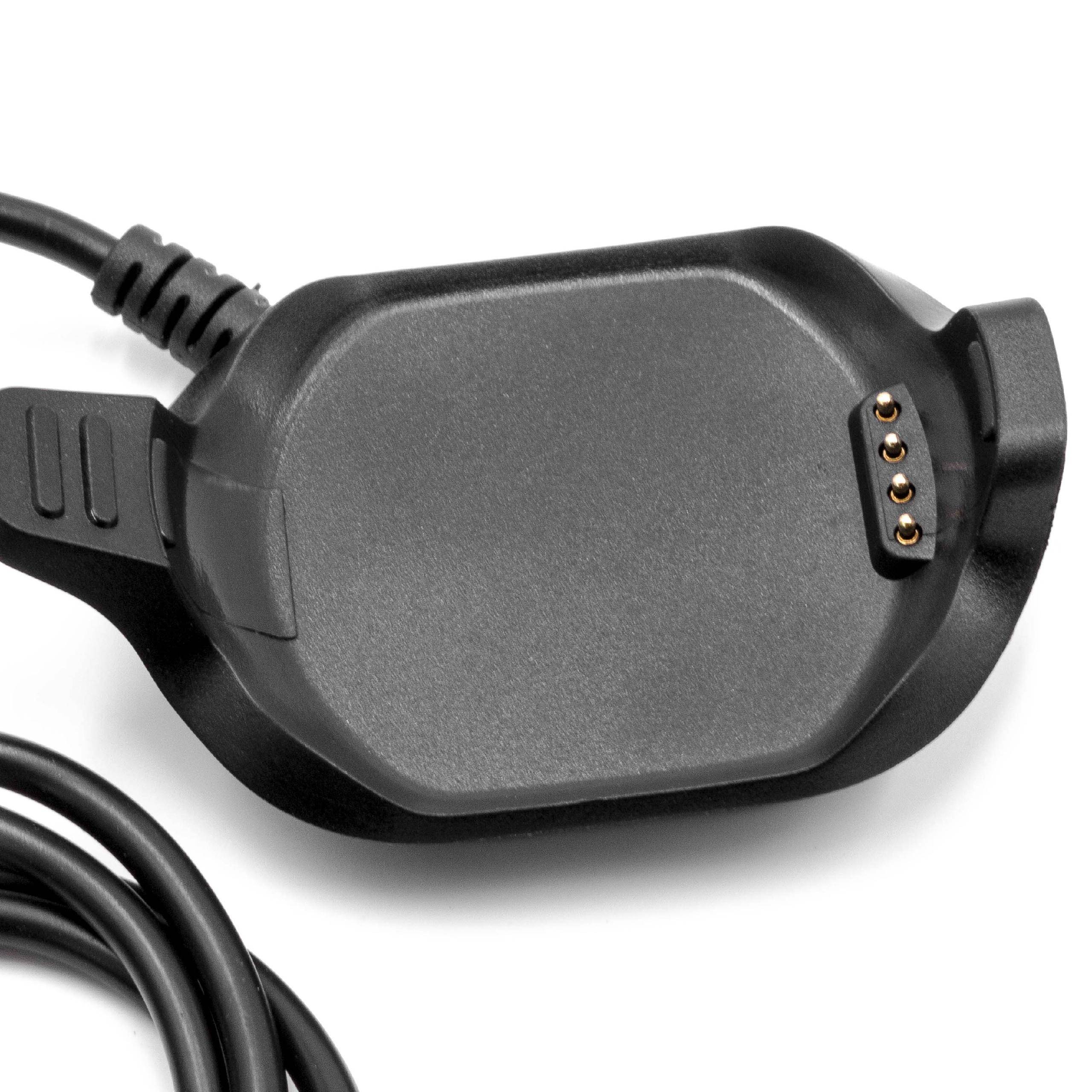 vhbw USB Ladekabel kompatibel mit Garmin Approach S5, S6 Smartwatch Fitnesstracker - Dockingstation Schwarz, 95 cm