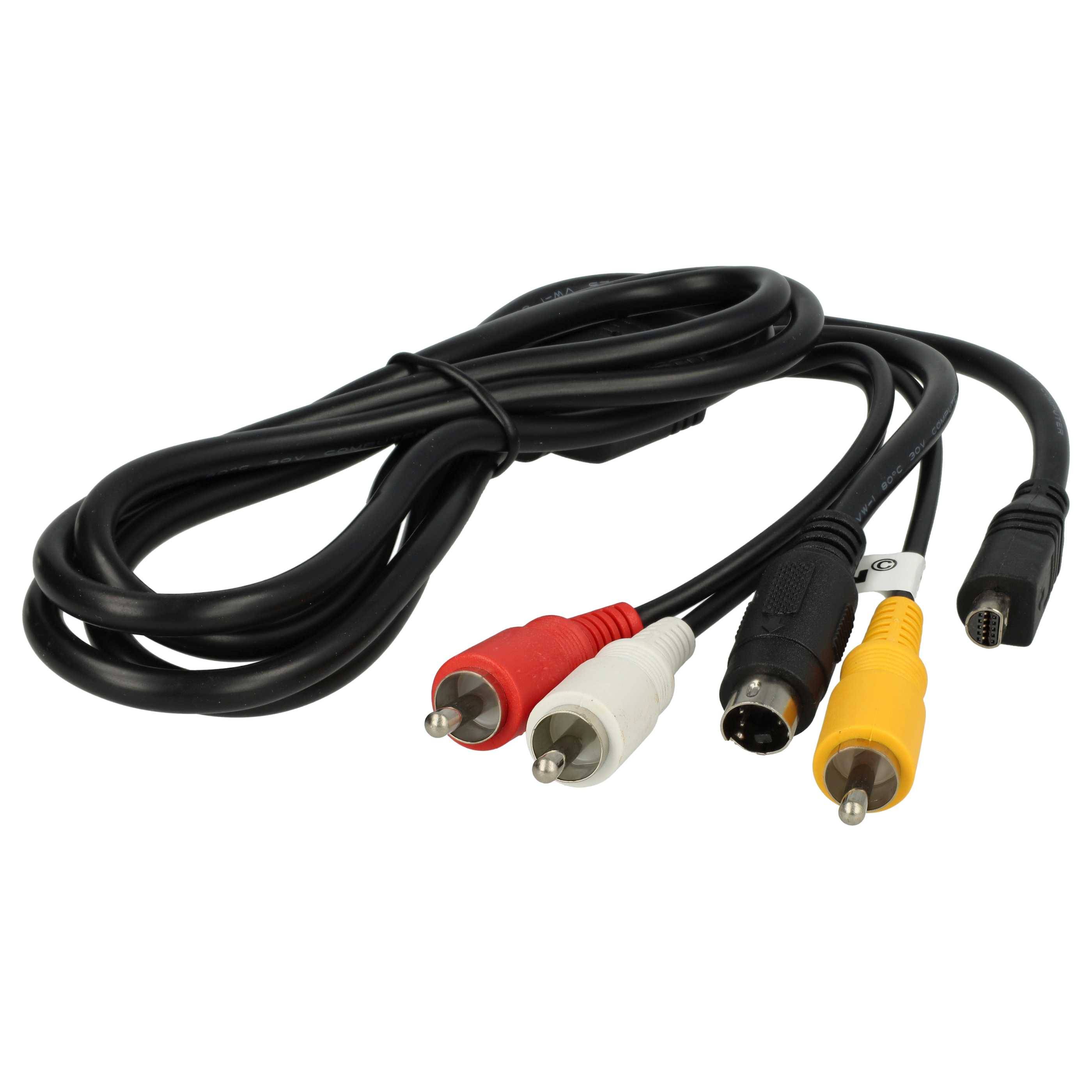 vhbw Audio Video Composite Kabel kompatibel mit Sony HDR-SR1E, HDR-SR12, HDR-SR5, HDR-SR12E, HDR-SR5E Kamera, Digitalkamera - AV-Kabel, 1,5 m