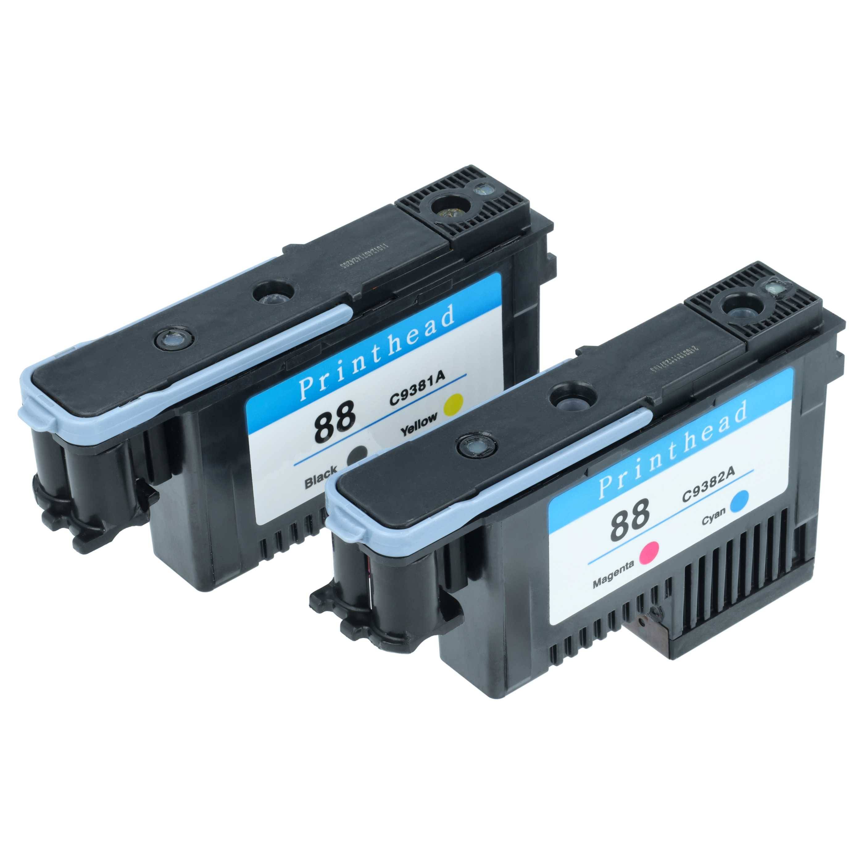 vhbw 2x Druckkopf kompatibel mit HP C9381A, C9382A Drucker - black/cyan/magenta/yellow 6,4 cm breit