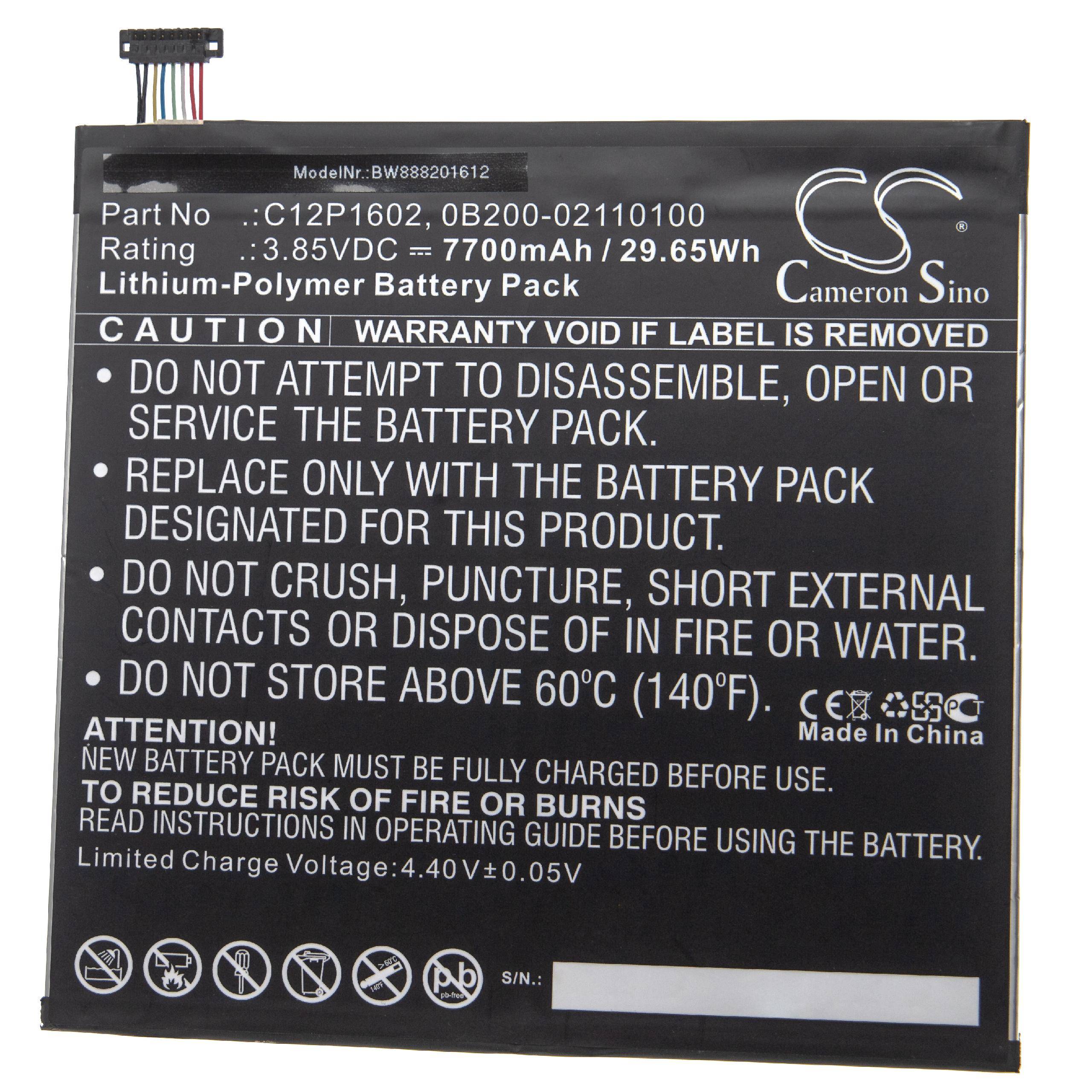 vhbw Akku kompatibel mit Asus ZenScreen MB16AHP, MB16AP, XG17AHP, XG17AHPE Tablet Pad (7700 mAh, 3,85 V, Li-Polymer)