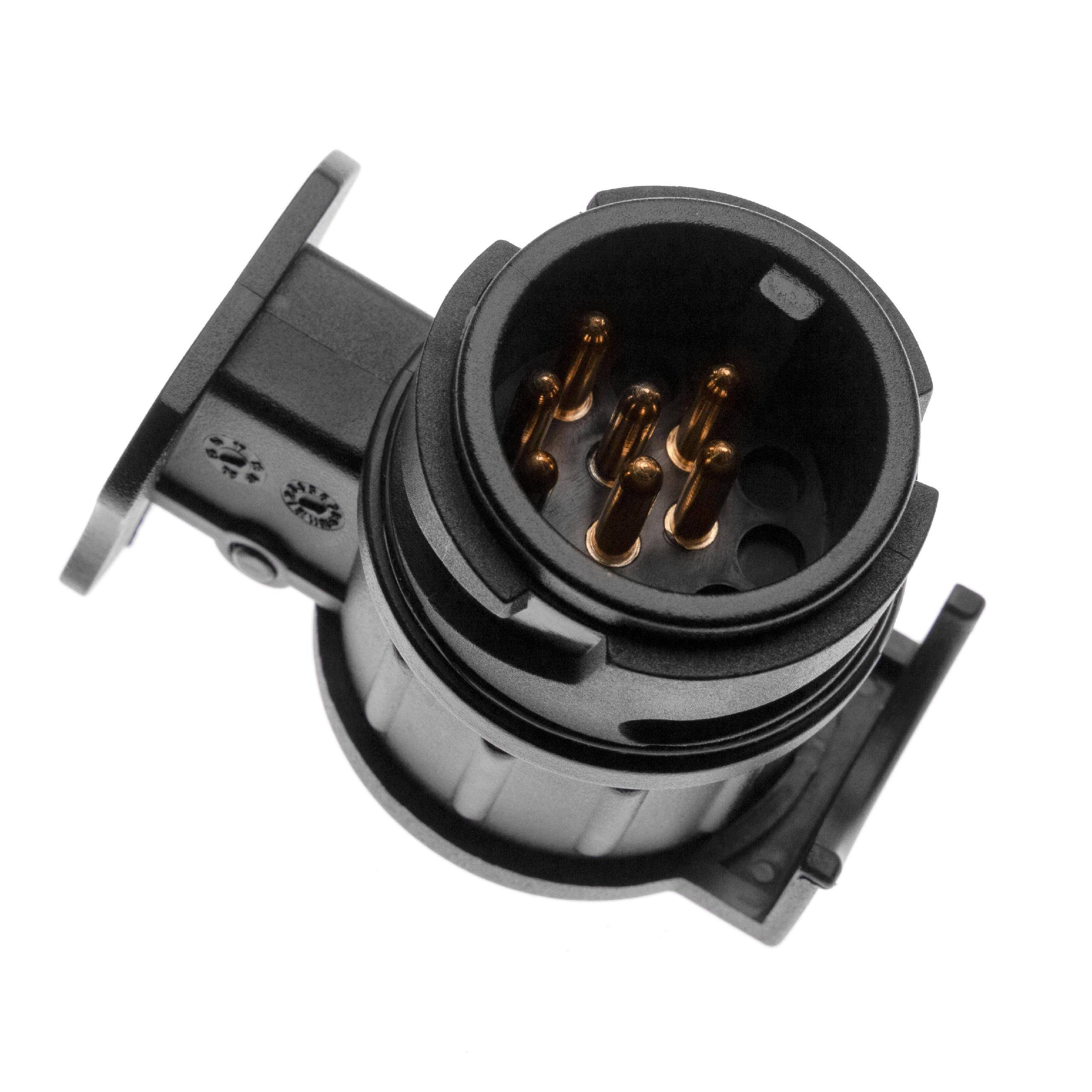vhbw Kurzadapter 13 auf 7-polig für Anhängerkupplung - Steckeradapter für Anhänger, 12V, Spritzwassergeschützt, Schwarz