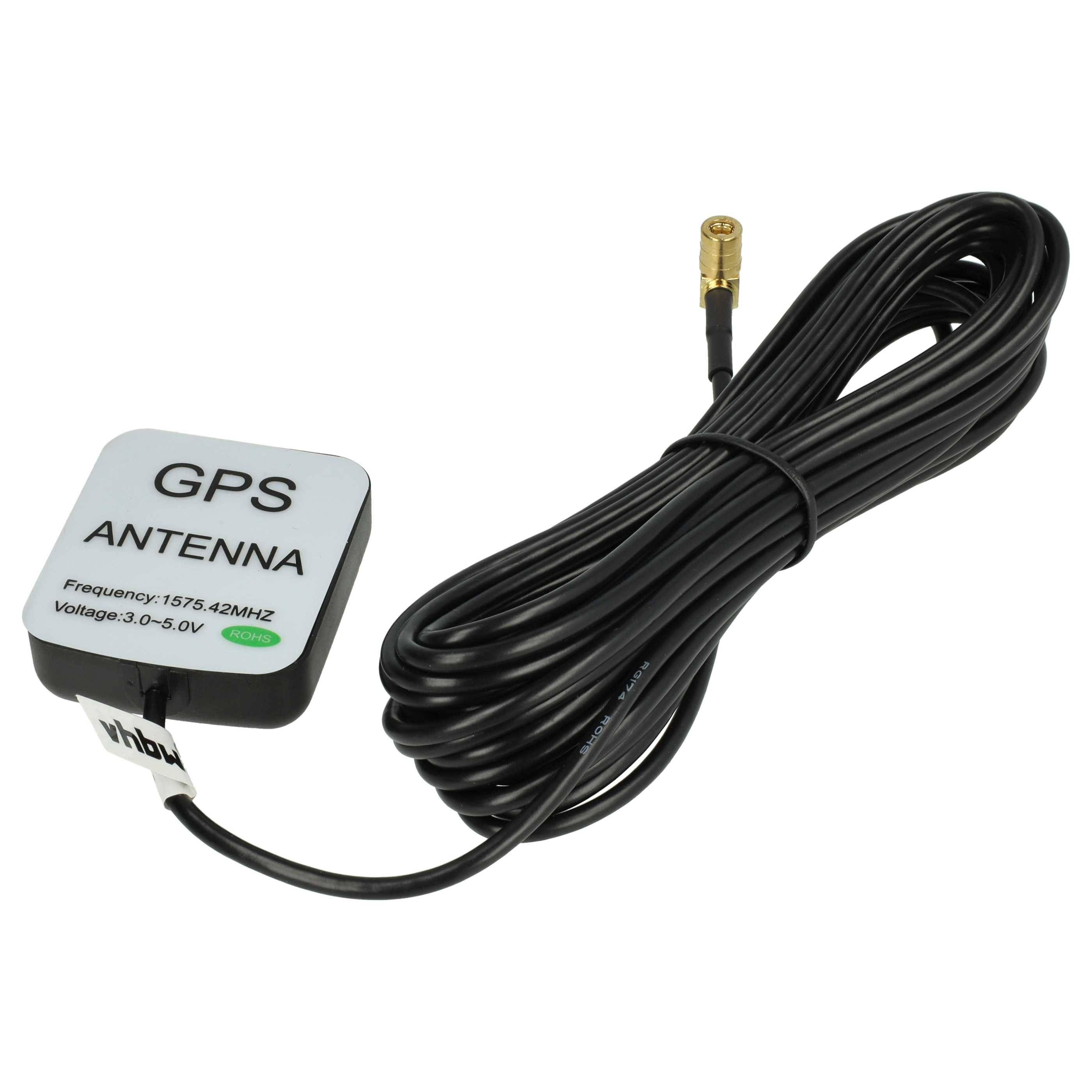 vhbw GPS Antenne kompatibel mit Blaupunkt TravelPilot DX-V | Navi mit SMB-Buchse-Anschluss - Magnetfuß, 5 m, Schwarz
