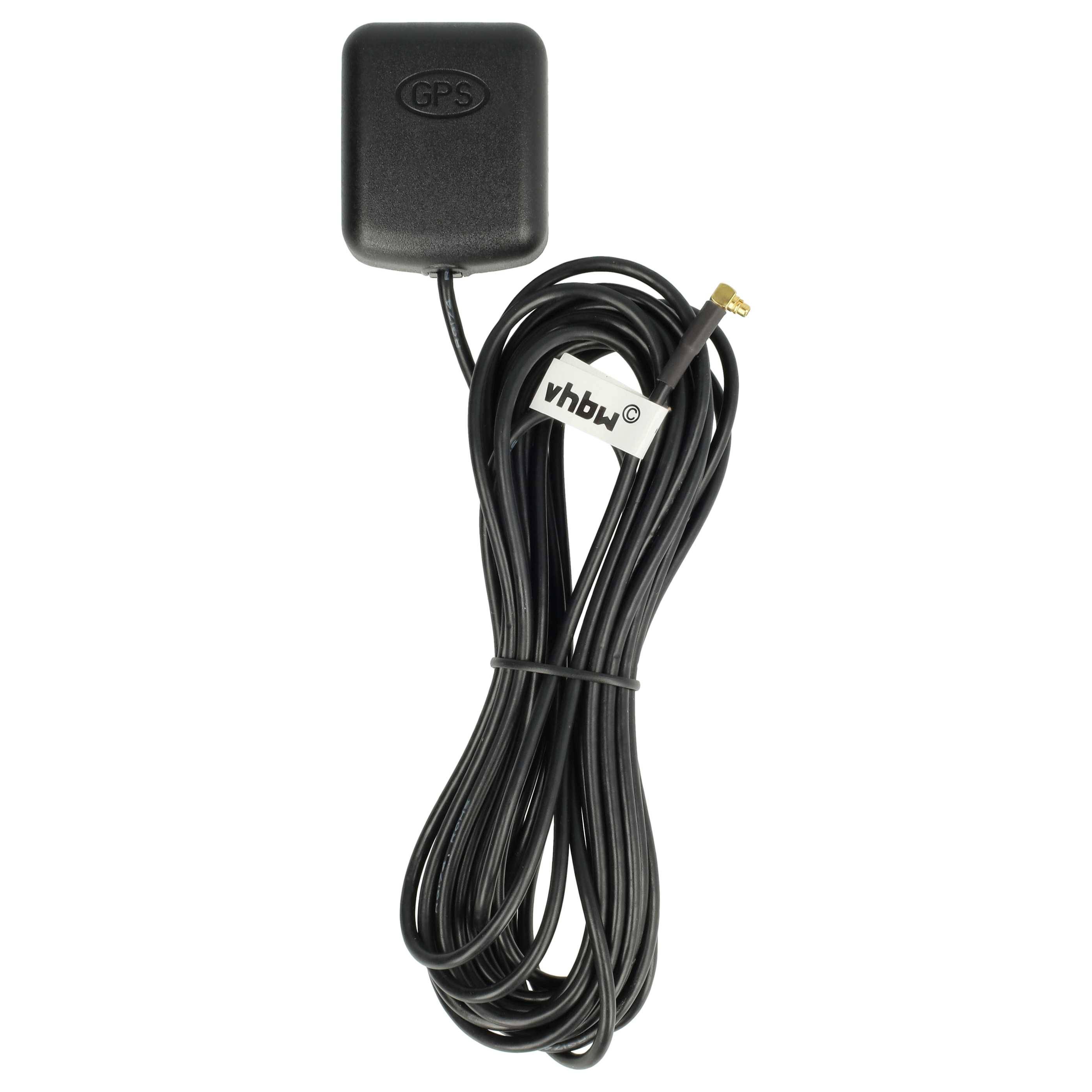 vhbw GPS Antenne kompatibel mit BT Empfänger BT-R500, BR-R700, ST-K500, STBT110 Navi mit MMCX-Anschluss - Magnetfuß, 5 m, Schwarz