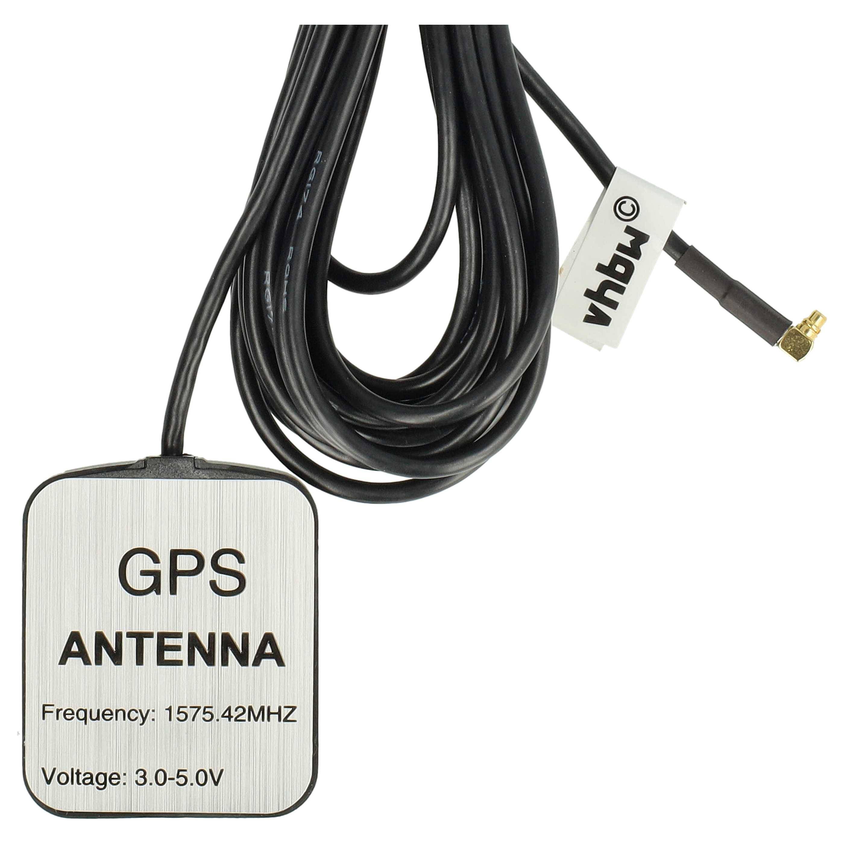 vhbw GPS Antenne kompatibel mit PRETEC Compact GPS-LP Navi mit MMCX-Anschluss - Magnetfuß, 5 m, Schwarz