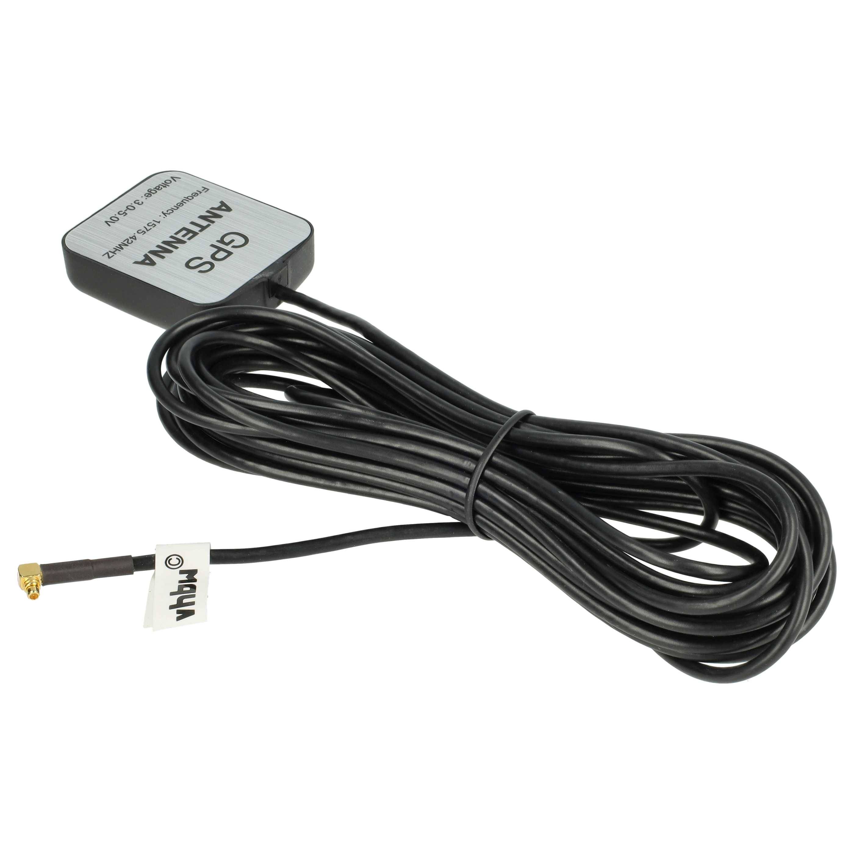 vhbw GPS Antenne kompatibel mit RN GPS Empfänger 600 Navi mit MMCX-Anschluss - Magnetfuß, 5 m, Schwarz