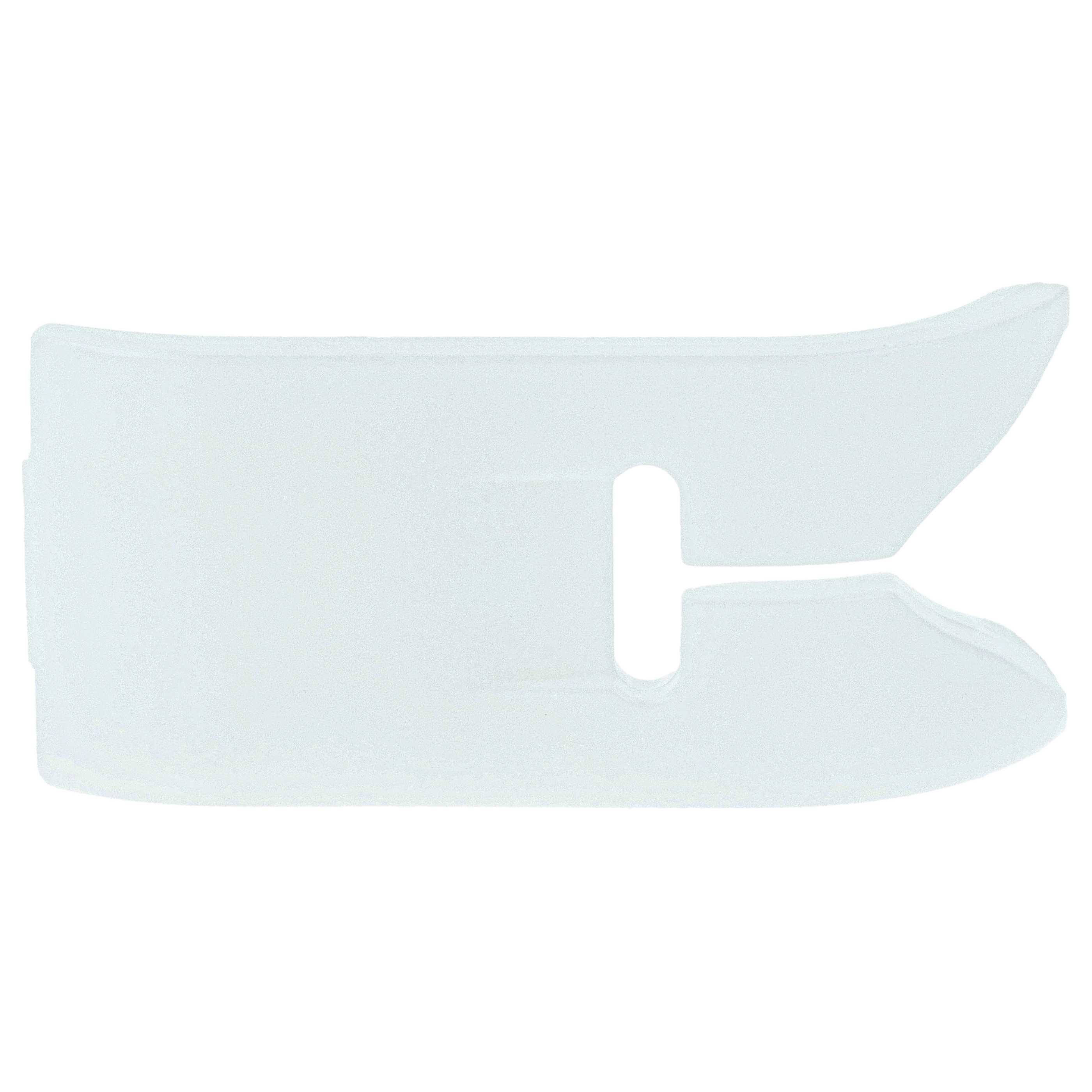 Ein transparenter Kunststoff-Quiltfuß für Nähmaschinen, entwickelt um die Genauigkeit zu verbessern und das Nähen von Quiltblöcken oder anderen Projekten zu erleichtern.