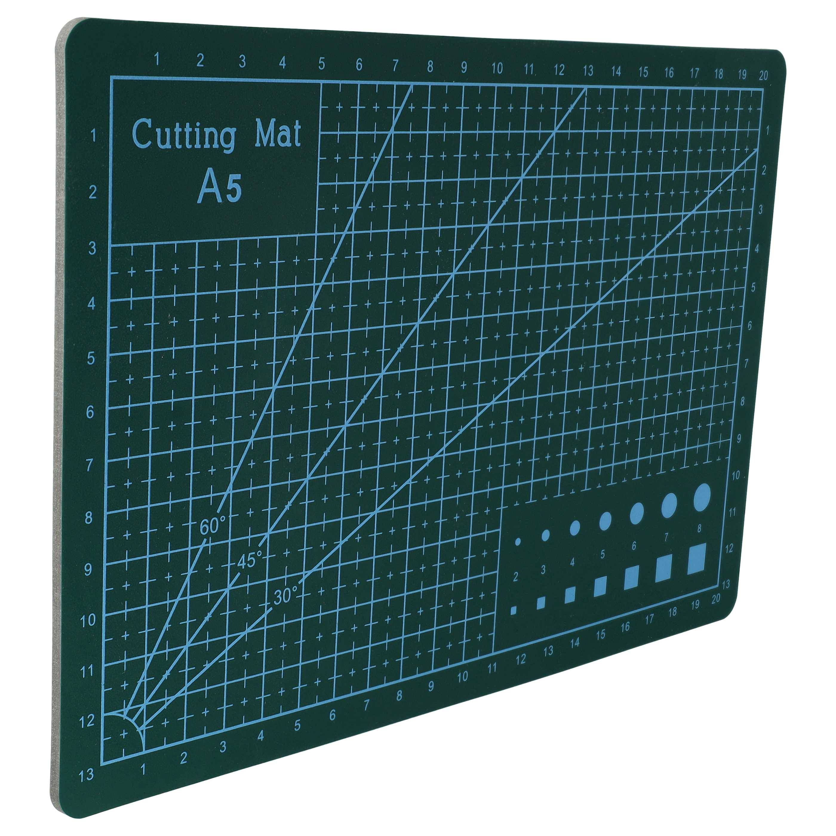 vhbw Schneidematte, Schneidunterlage, A5, grün, mit Rasterung zum Nähen, Basteln, Patchworken