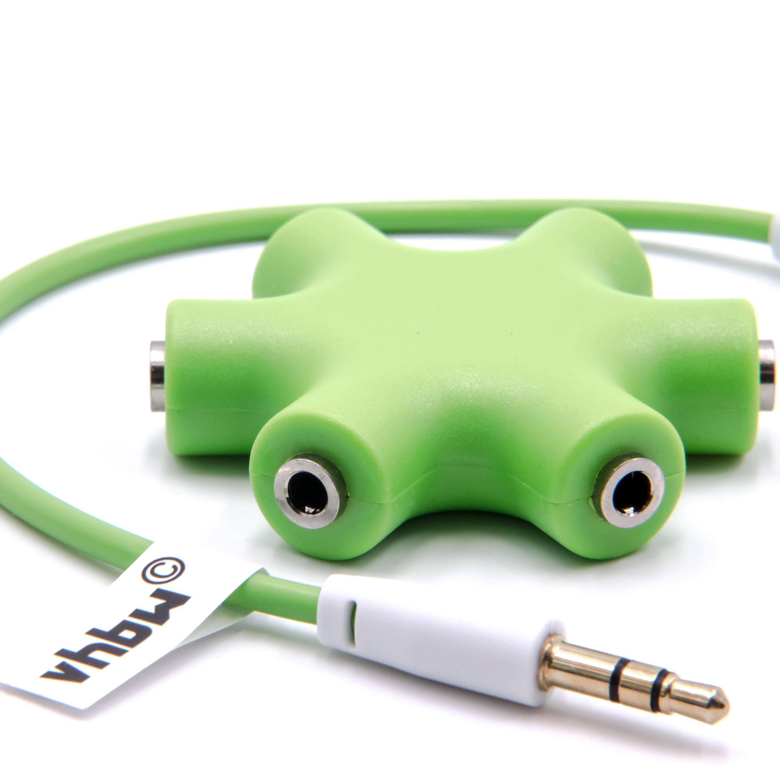 vhbw Audio Splitter Verteiler 6-fach Klinkenverteiler AUX für Kopfhörer, Boxen, Tablet - Grün