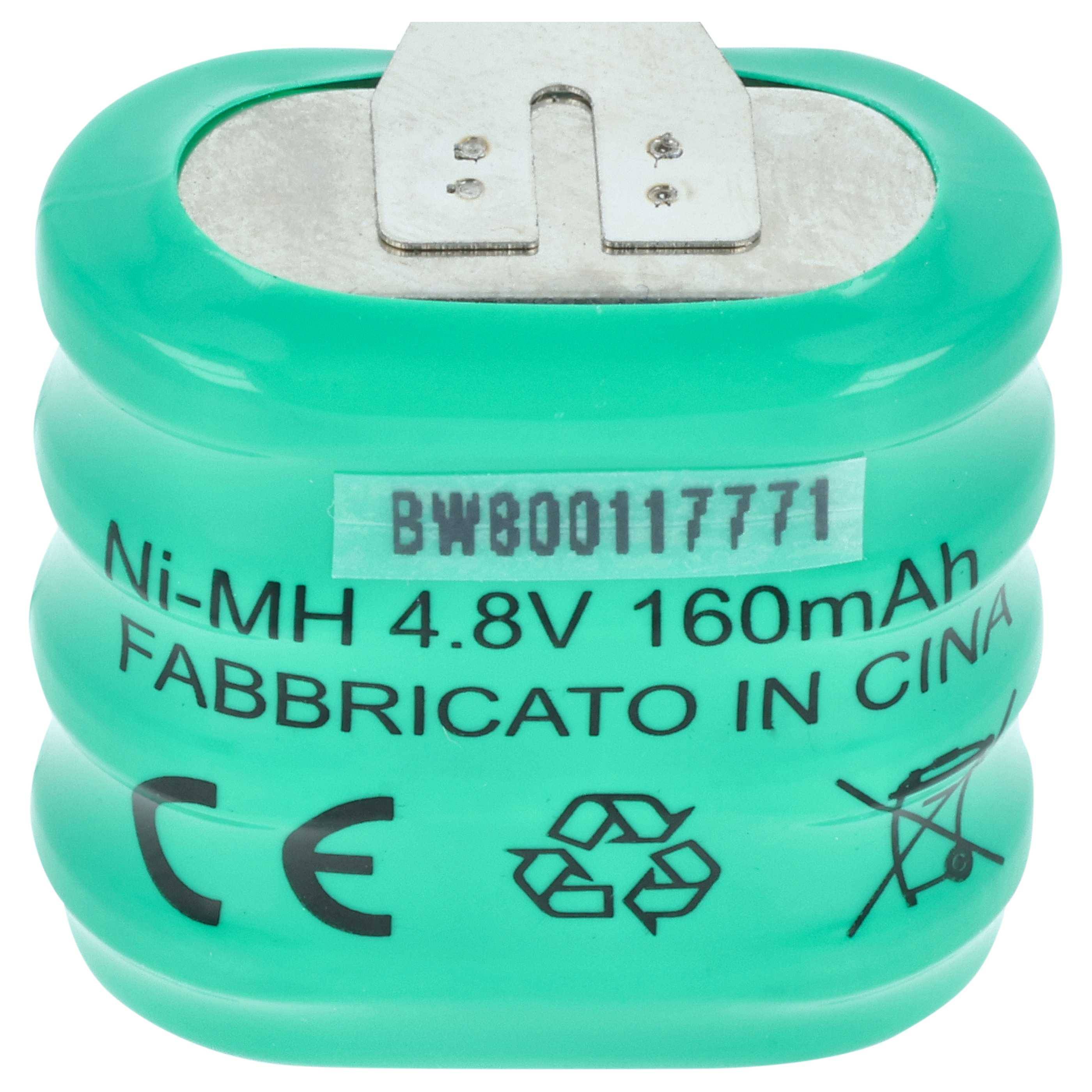 vhbw 10x NiMH Ersatz Knopfzellen-Akku Typ 4/V150H 3-Pins 150mAh 4,8V kompatibel mit Modellbau-Akkus, Solar-Leuchten uvm.