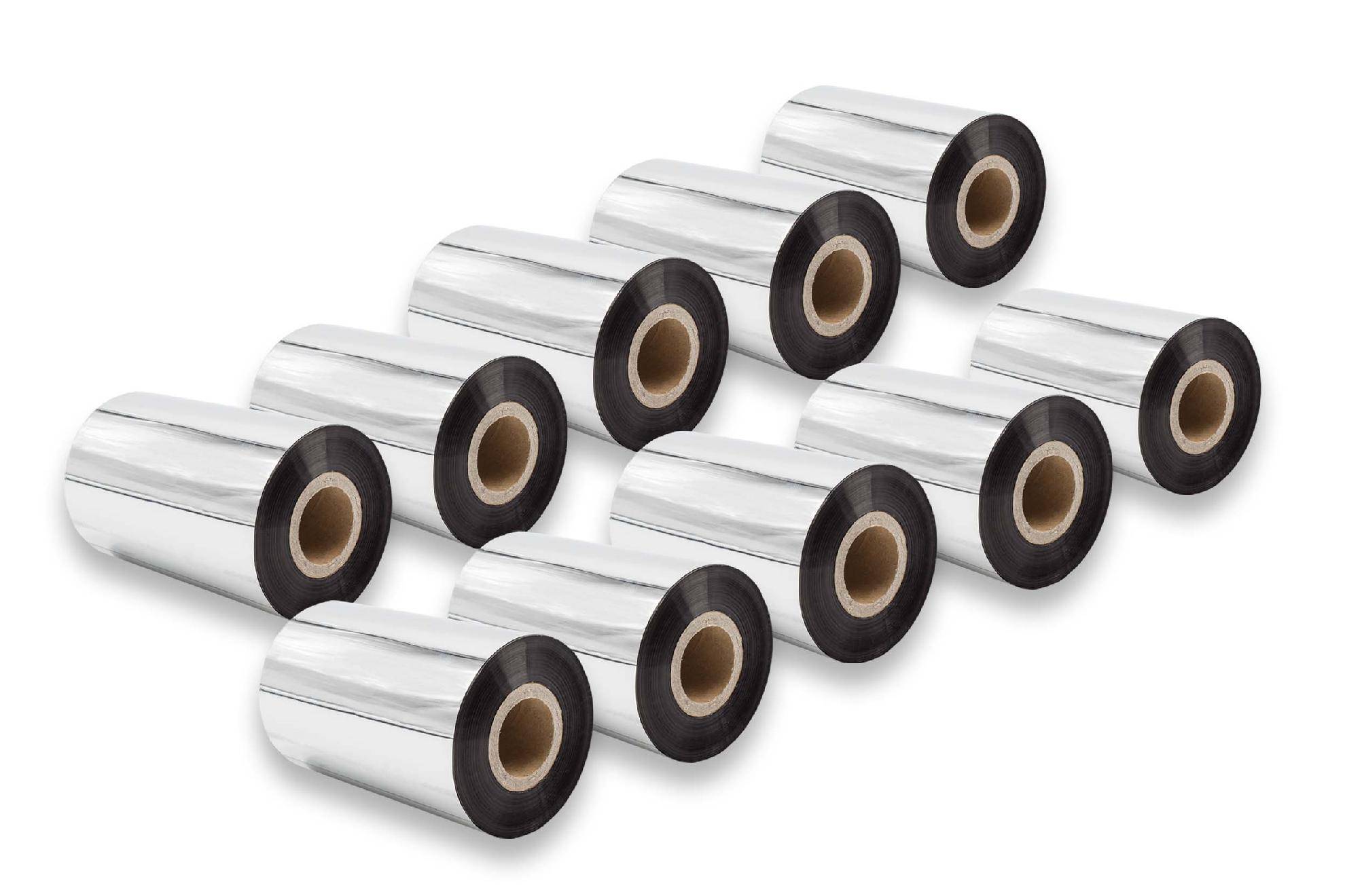 vhbw 10x Thermotransfer-Band kompatibel mit Zebra ZM600, Z-Serie, ZM400, Z6M+ Drucker Etikettendrucker, Wischfest, 100 mm x 300 m, Wachs-Plus