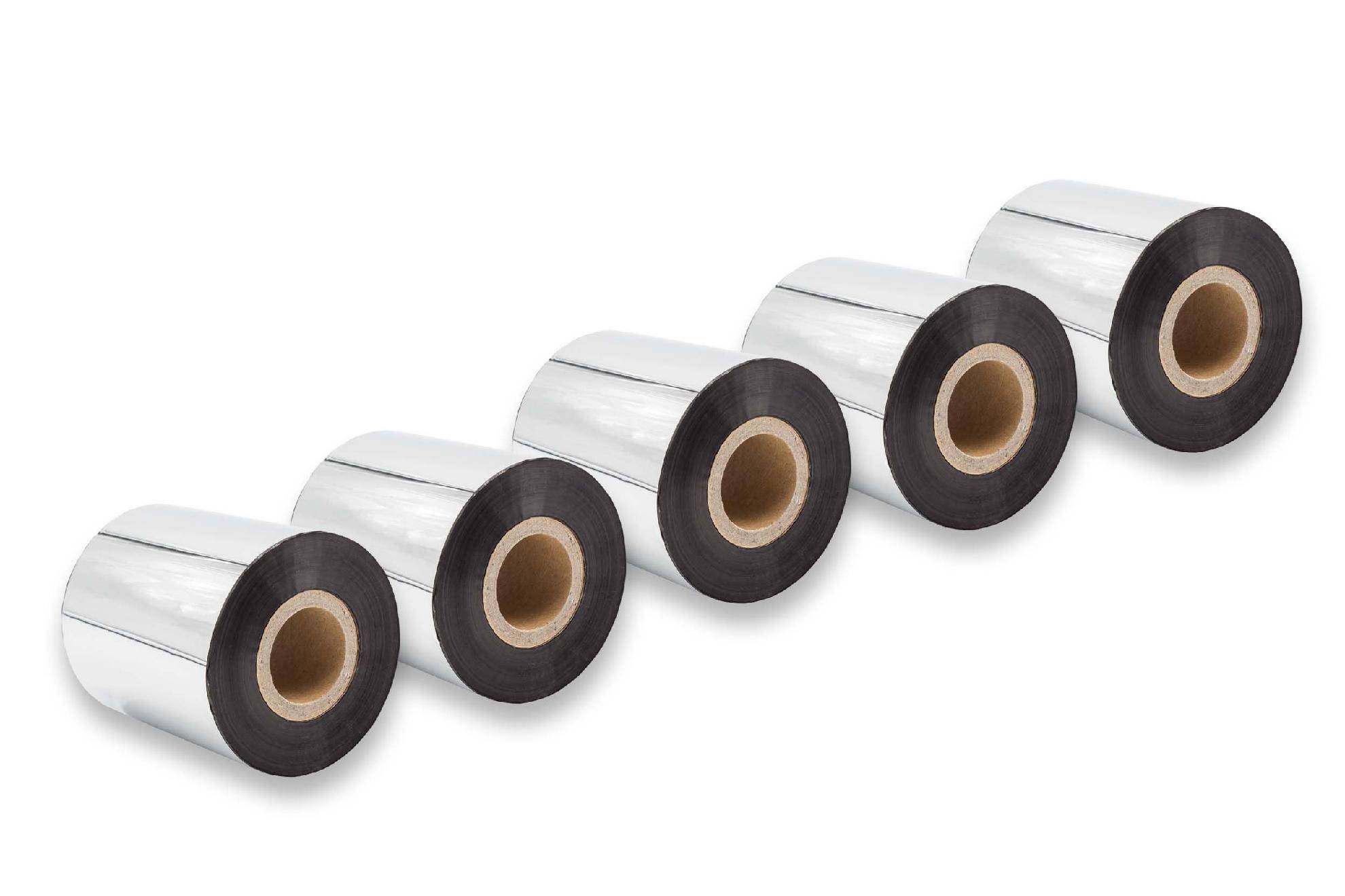 vhbw 5x Thermotransfer-Band kompatibel mit Citizen 7201e, 4081, 2001, 631, 4121 Drucker Etikettendrucker, Wischfest, 70 mm x 300 m, Wachs-Plus