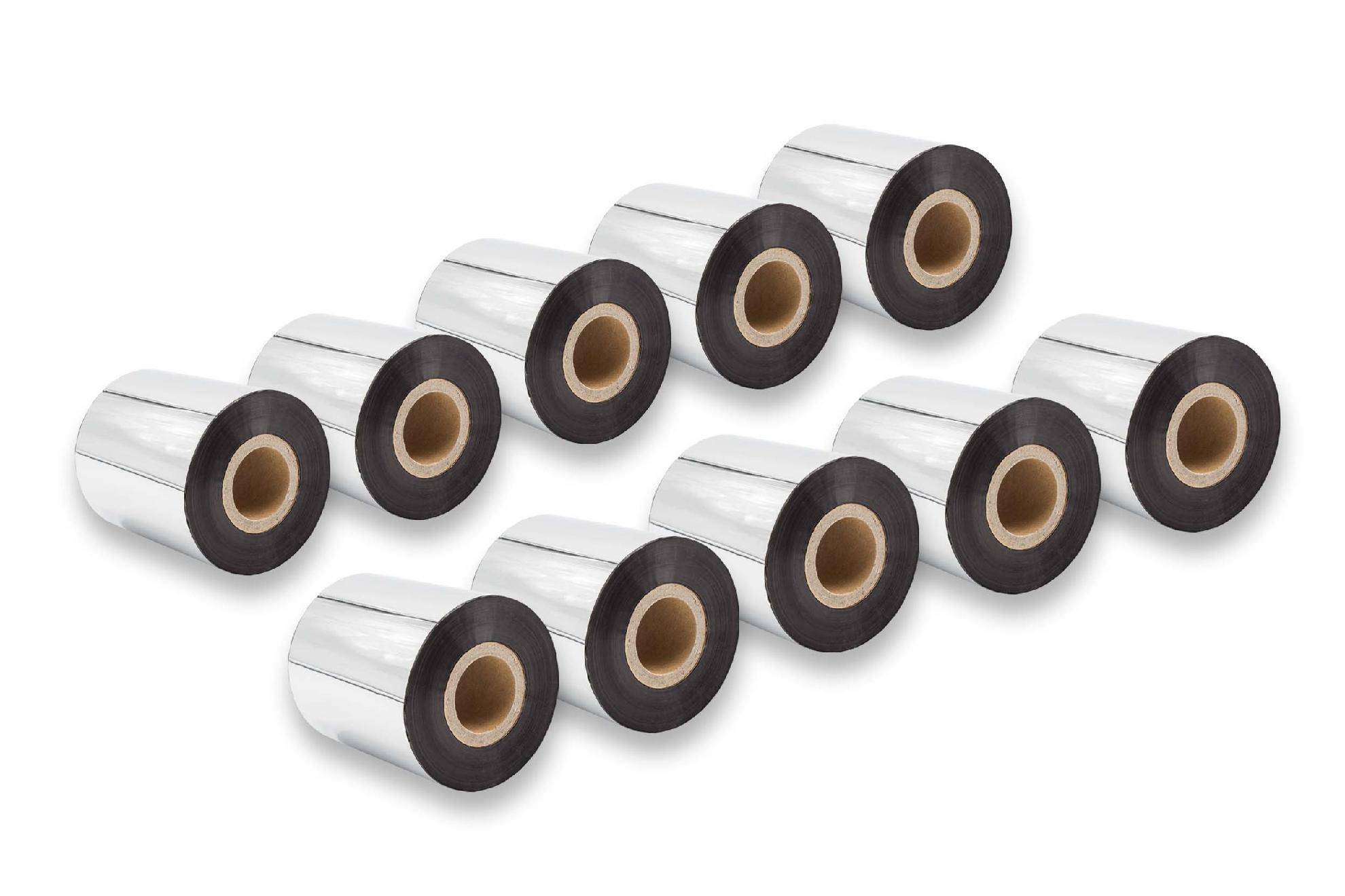 vhbw 10x Thermotransfer-Band kompatibel mit TSC TTP-343 Plus, TTP-268M Drucker Etikettendrucker, Wischfest, 70 mm x 300 m, Wachs-Plus Schwarz