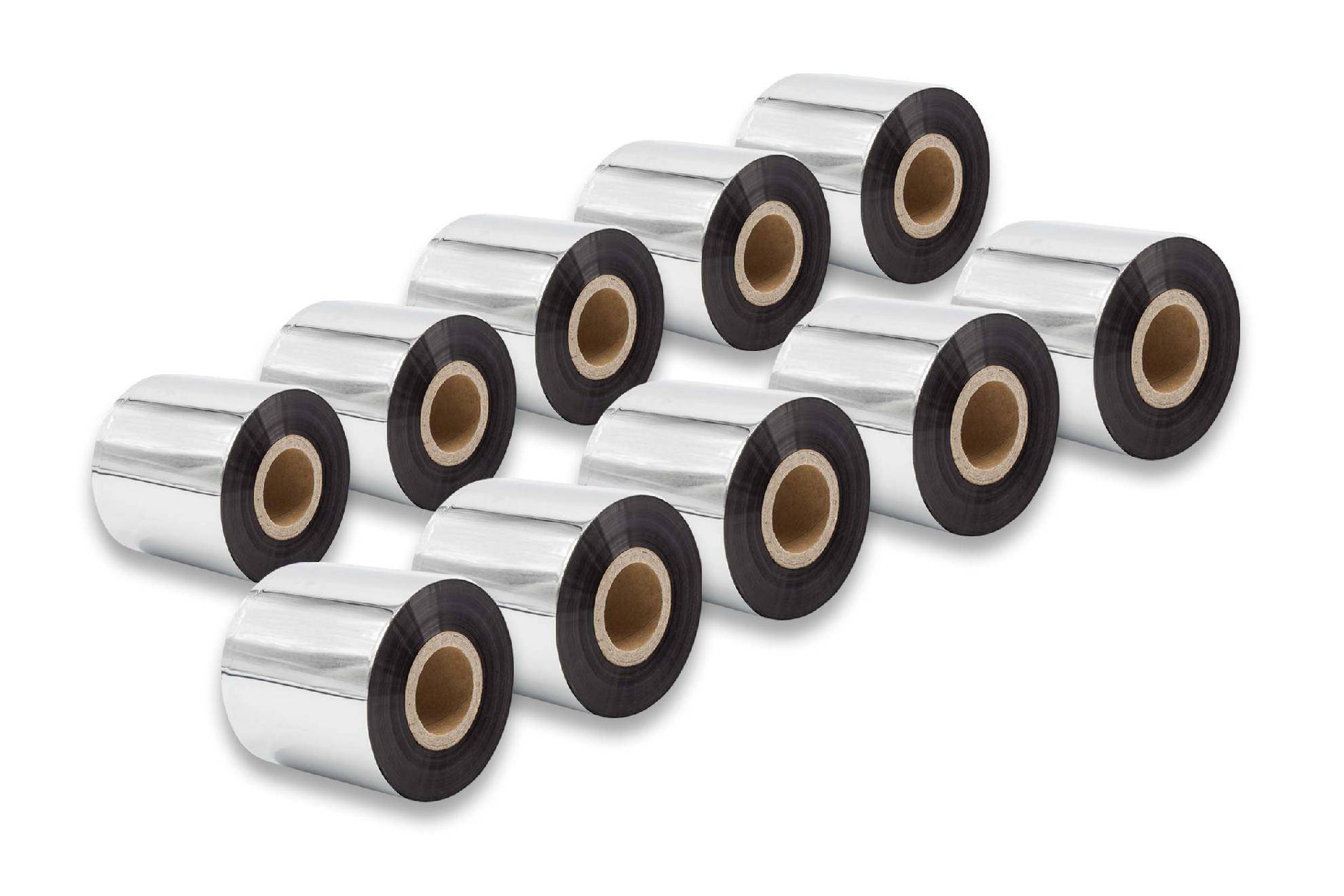 vhbw 10x Thermotransfer-Band kompatibel mit Citizen 4081, 2001, 631, 4121 Drucker Etikettendrucker, Wischfest, 60 mm x 300 m, Wachs-Plus Schwarz