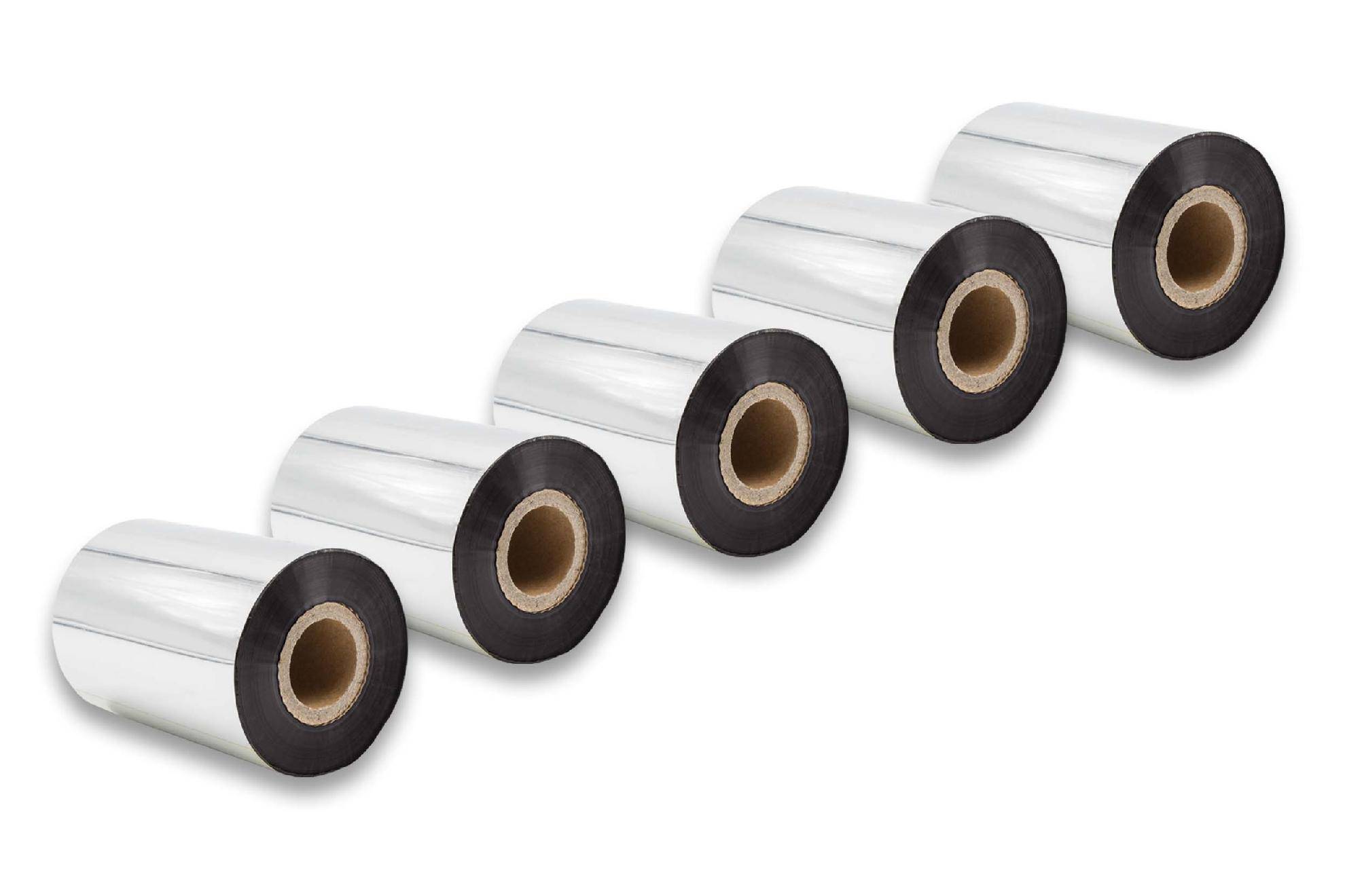 vhbw 5x Thermotransfer-Band kompatibel mit TSC TTP-346M, TTP-366M Drucker Etikettendrucker - Thermoband, Wischfest, 90 mm x 300 m, Wachs-Plus